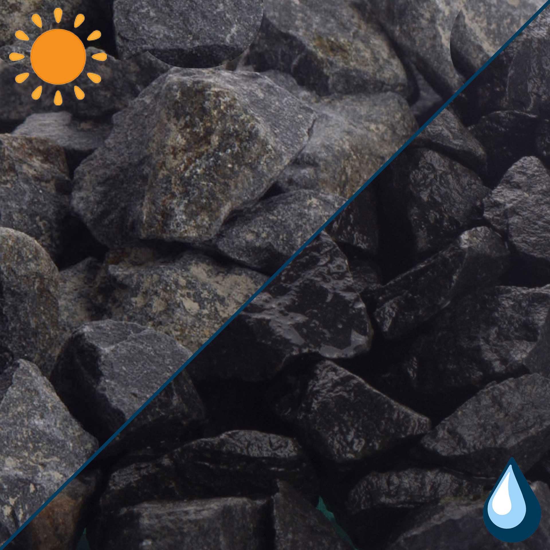 Schicker Mineral Basalt Ziersplitt anthrazit 16-22 mm 25 kg, Basaltsplitt aus Deutschland in verschiedenen Größen von 2-56 mm, Basaltbruch farbechter Naturstein ideal zur Garten-, Hof- & Weggestaltung