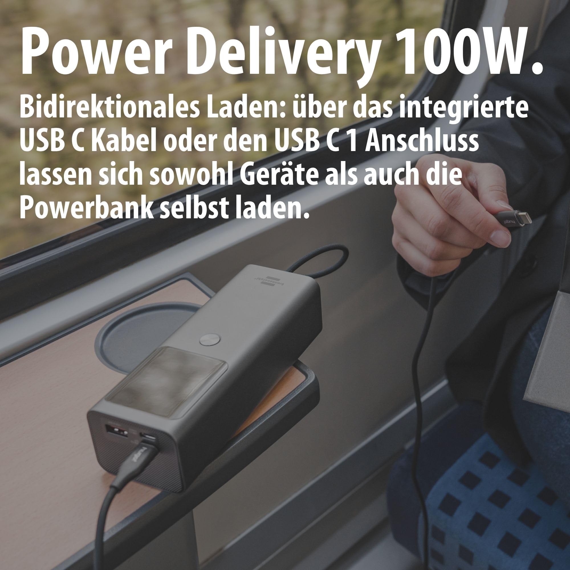 Brennenstuhl Powerbank PB20k 20.000 mAh, USB C 100 W, USB C 30 W, USB A 22,5 W