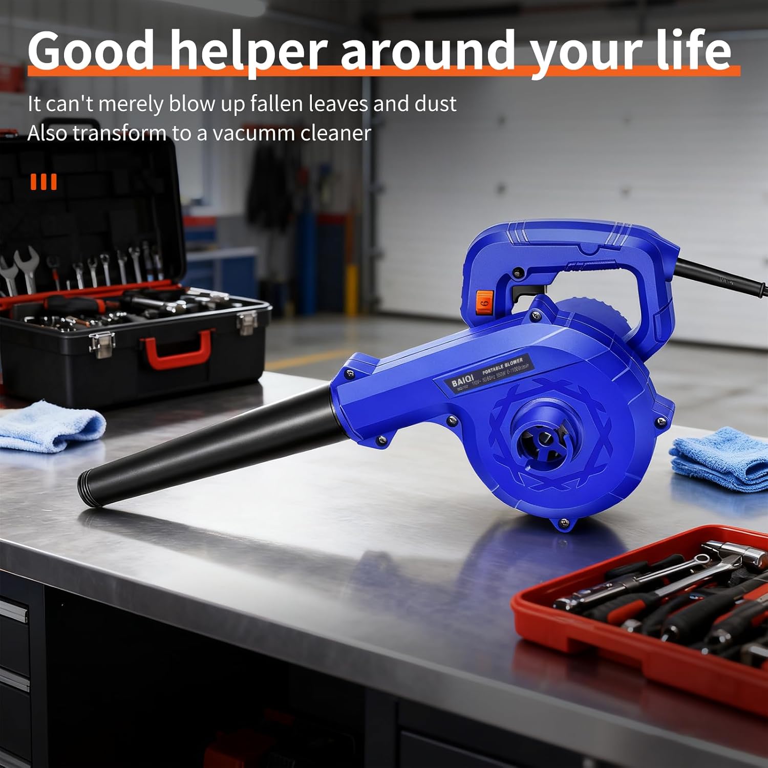 Corded Electric Blower, Portable and Lightweight Handheld Vaccum/Blowing,110V 580W,2 in 1 Blow and Suction for Leaf,Dust,Snow,Sweep - Image 5