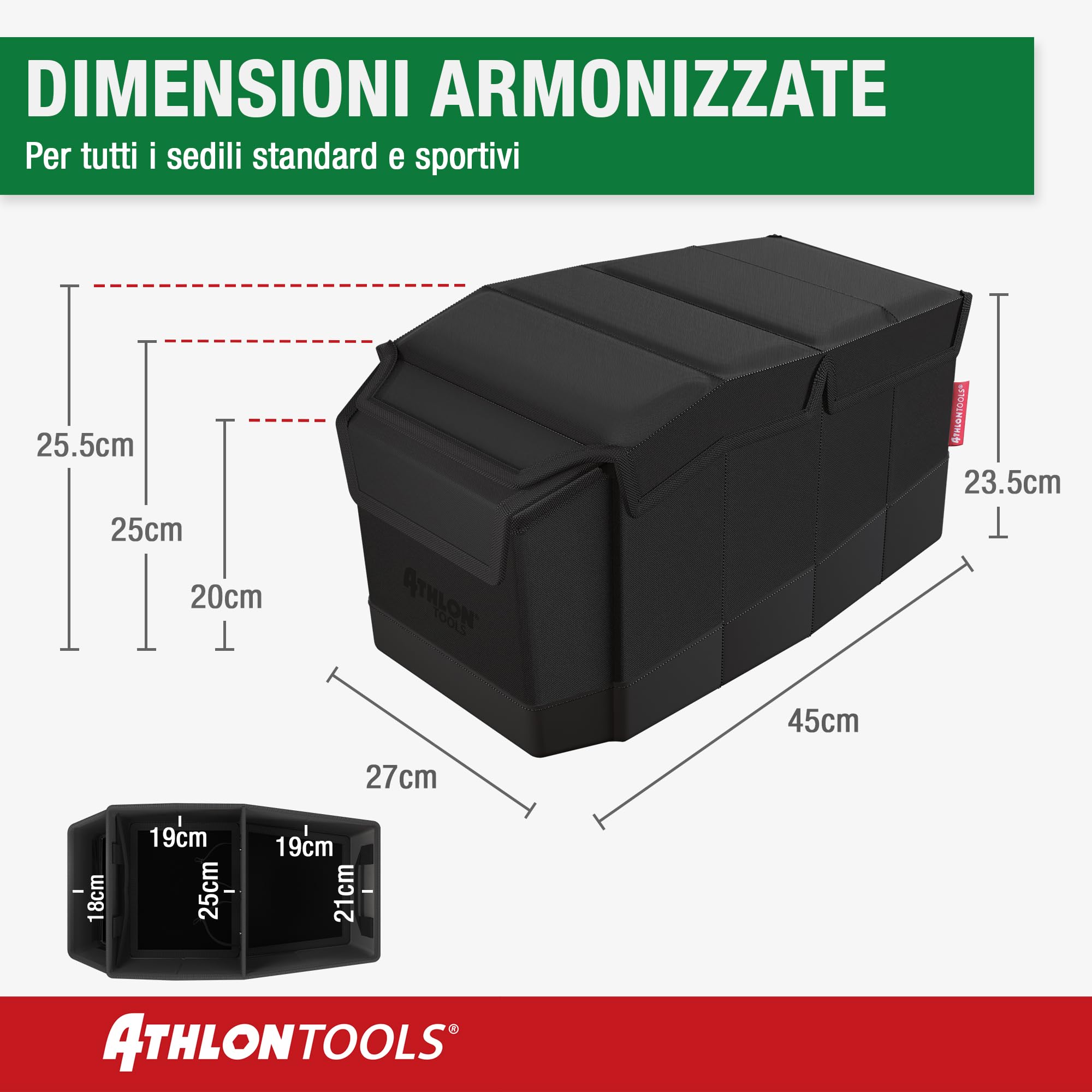 ATHLON TOOLS Organizer Premium per console centrale con coperchio – versatile – scatola per auto – contenitore intelligente con chiusura magnetica – facile da pulire – viaggio ordinato e confortevole