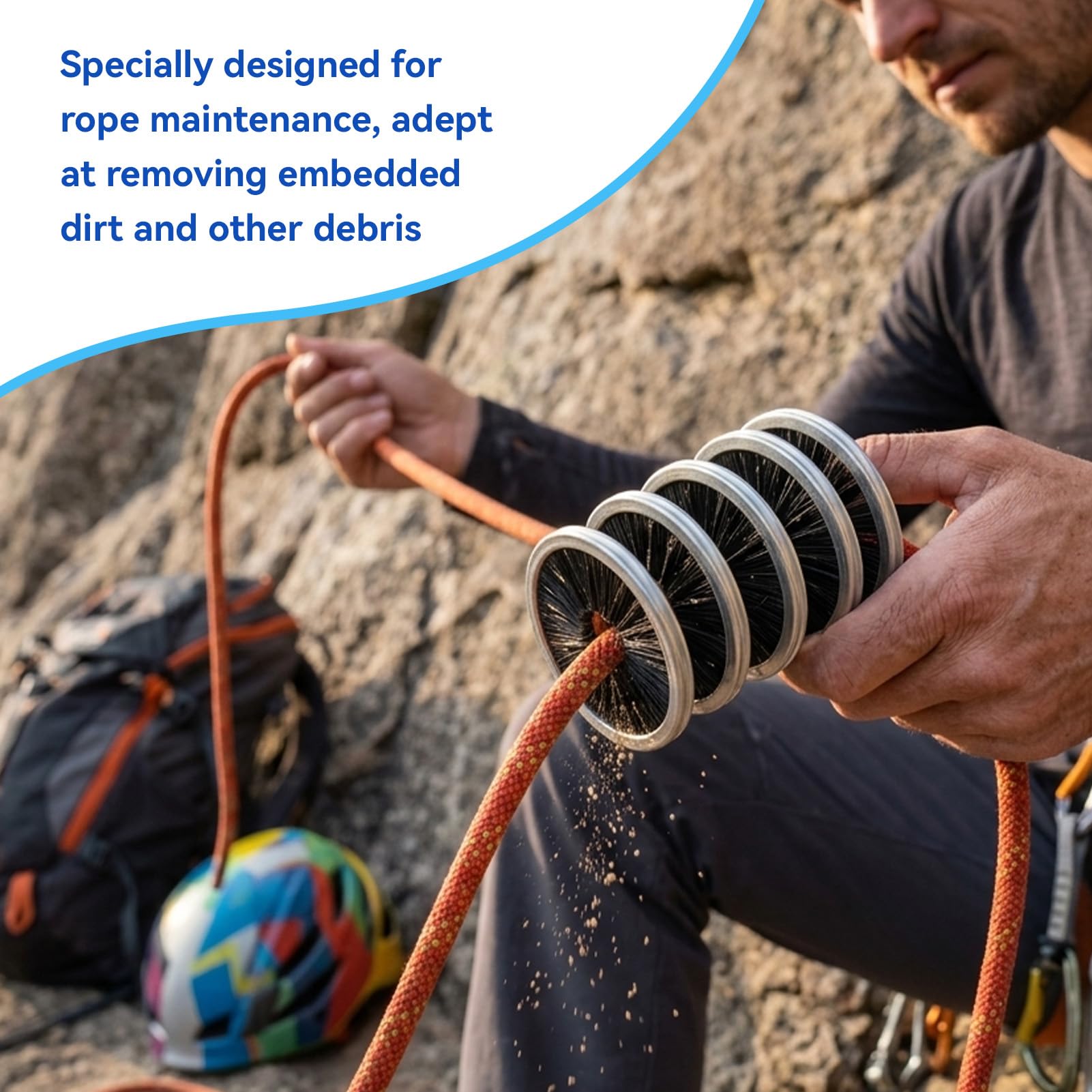Climbing Rope Brush, Nylon Rope Cord Brush Climbing Cleaning Accessories Washing Tool for Wash and Maintenance