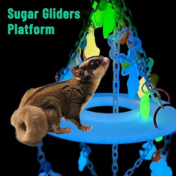 c,Glow in The Dark Sugar Glider Planet Moon Space Platform Toy,SugarGlider Hanging Climbing Toys,Sugar Glider Hamster Rats Toys,for Climbing,Exercising,Sugar Glider Cage Accessories