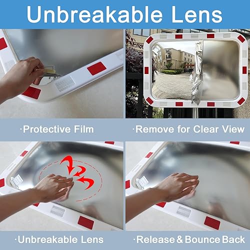 Miniatura 35 de Espejo convexo de 24 pulgadas para exteriores, espejo de seguridad para entrada de automóvil, espejo de tráfico de policarbonato de 24 pulgadas