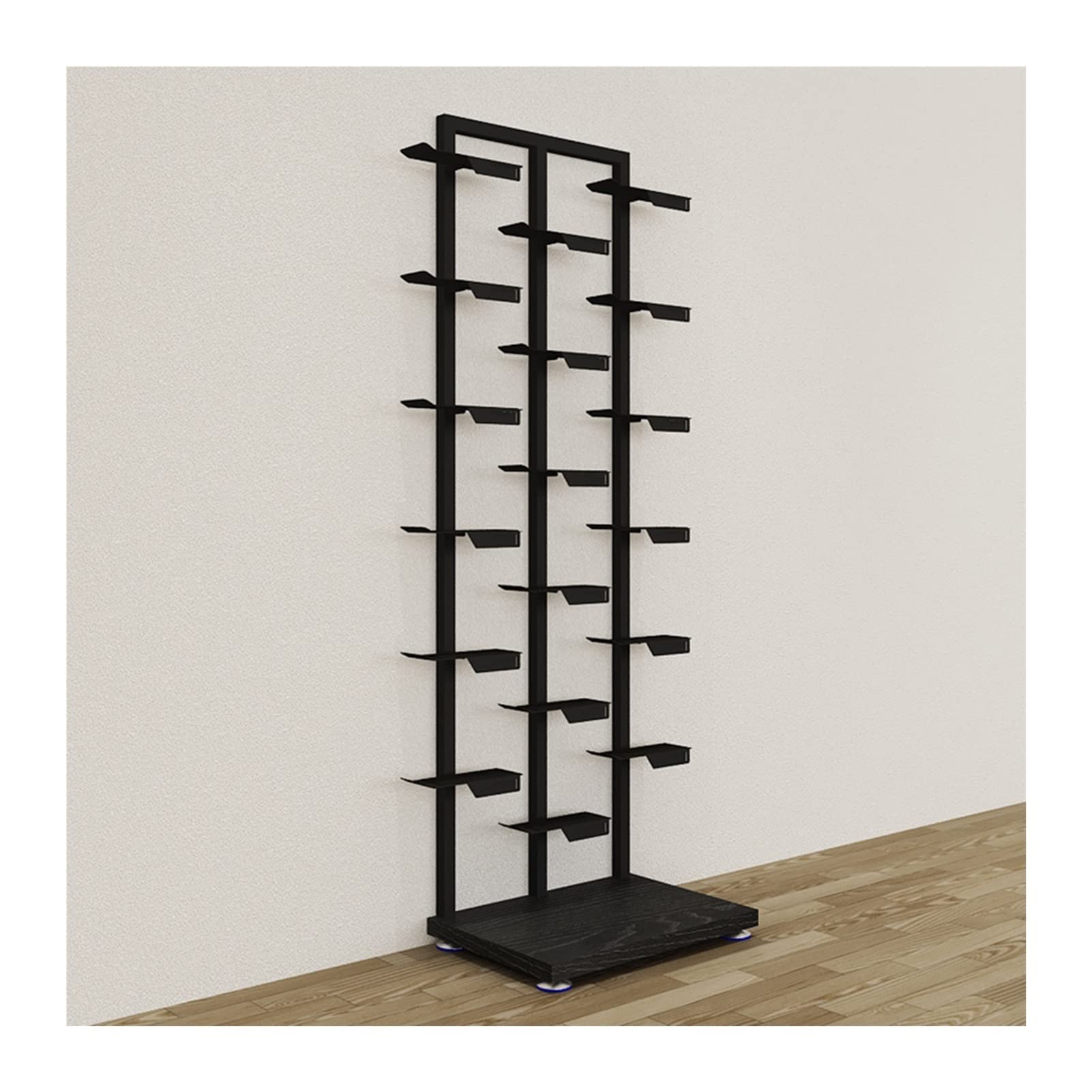 DETMOL Shoe rack display stand for clothing stores, suitable for modern sneakers and basketball shoes, freestanding shelves, storage stand (Black 65x3)