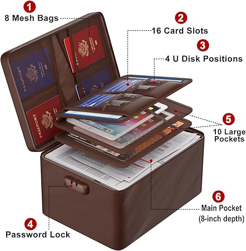 Miniatura 2 de ENGPOW Organizador grande de documentos con cerradura (15 x 11 x 8 pulgadas), 4 capas ignífugas y resistentes al agua, organizador de archivos