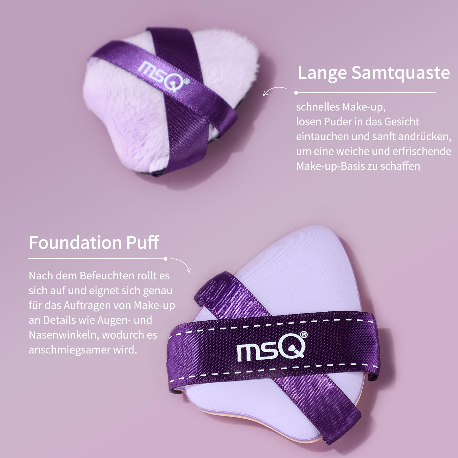 MSQ Juego de 8 brochas de maquillaje borla de polvo y esponja de limpieza