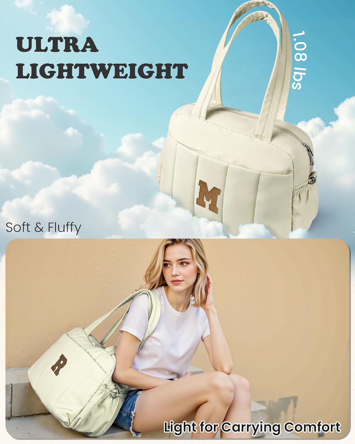 Gifts for Teens-Birthday Gifts for Her-Duffle Bag for Travel Women, Travel Bags，Initial Overnight Bag with Wet Pocket，Lightweight Weekender Bags Personalized Gym Tote with Makeup Pouch