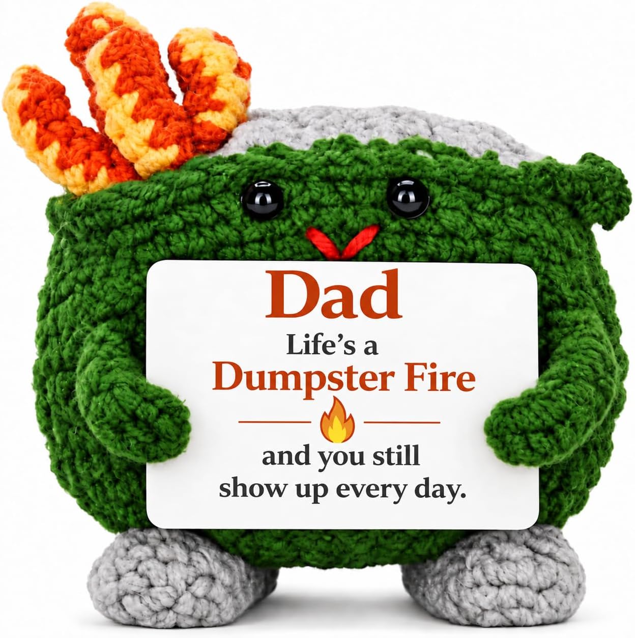 Emotional Support Dumpster Fire Crochet, Handmade Positive Support Gift. Counselor, Teacher, Manager, Co worker Office Desk Decor. Friends and Family. Funny Stress Relief Gag Gift. (Purple)