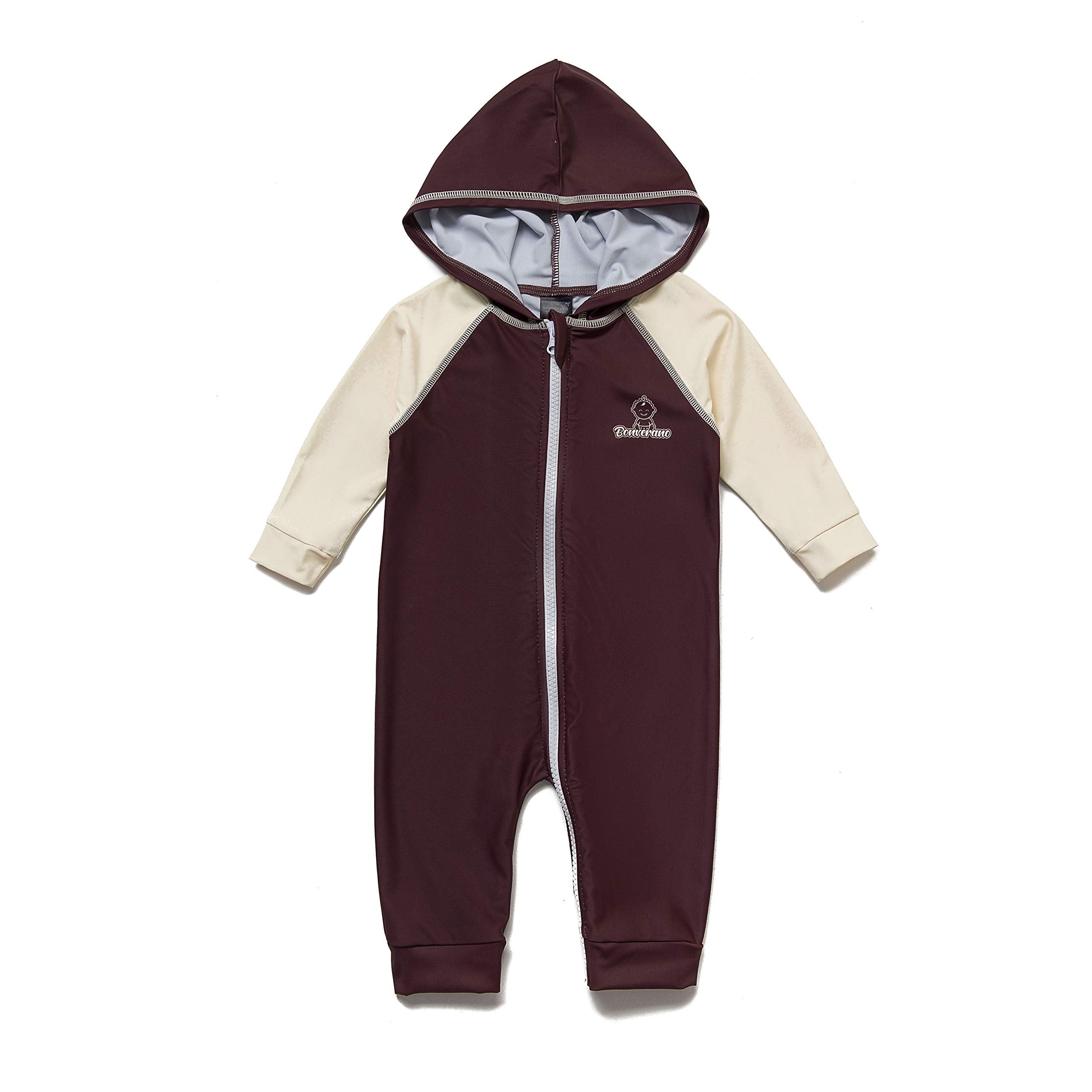 BONVERANO Baby Junge EIN stück 3/4 der ärmellänge UV-Schutz 50+ Badeanzug MIT Kapuze Reißverschluss