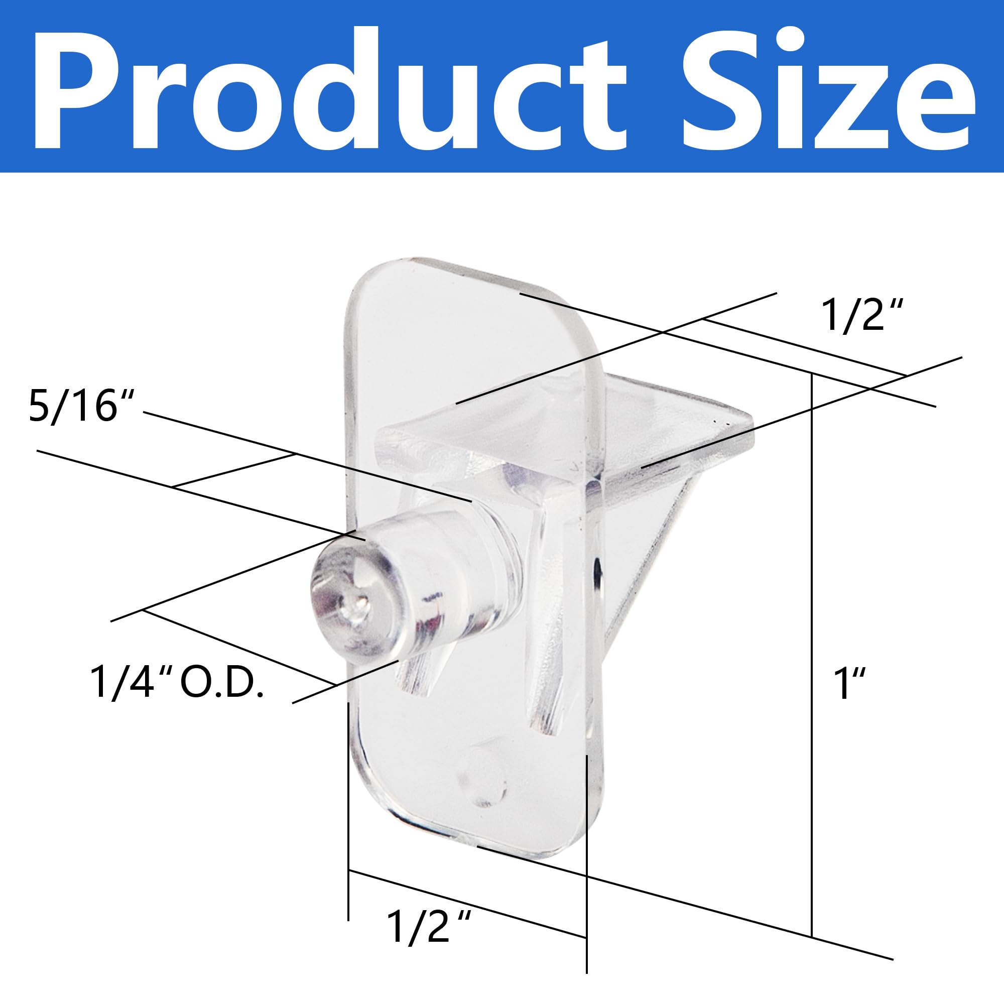 24 Pcs Shelf Holders Pegs, 1/4 Inch Clear Plastic Cabinet Shelf Clips — Amazon image 2