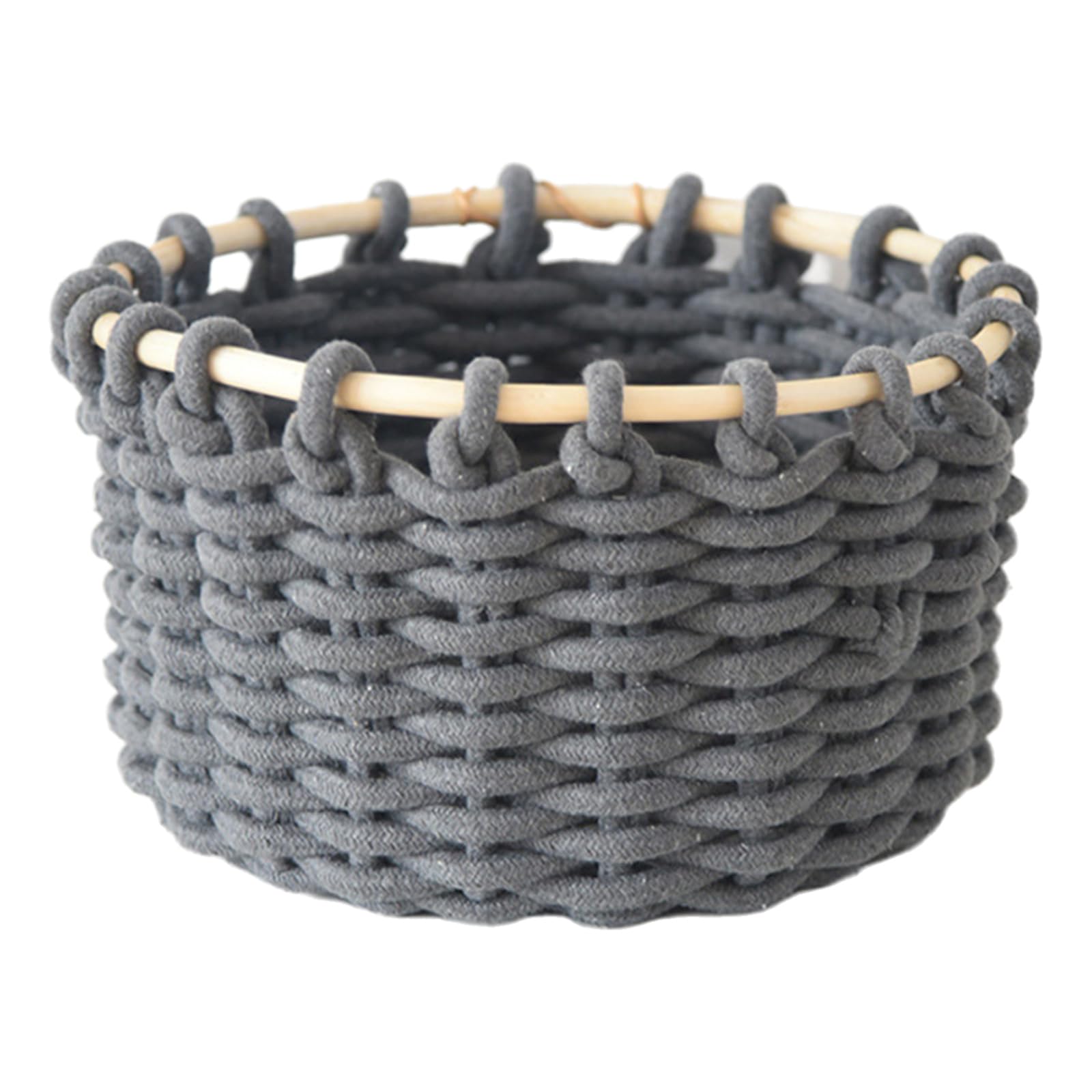 Buxuaaaa Dark Gray Large Sturdy Storage Baskets Rope Woven Bins Functional Handwoven Home Storage Baskets For Efficient Home And Use Round Bin