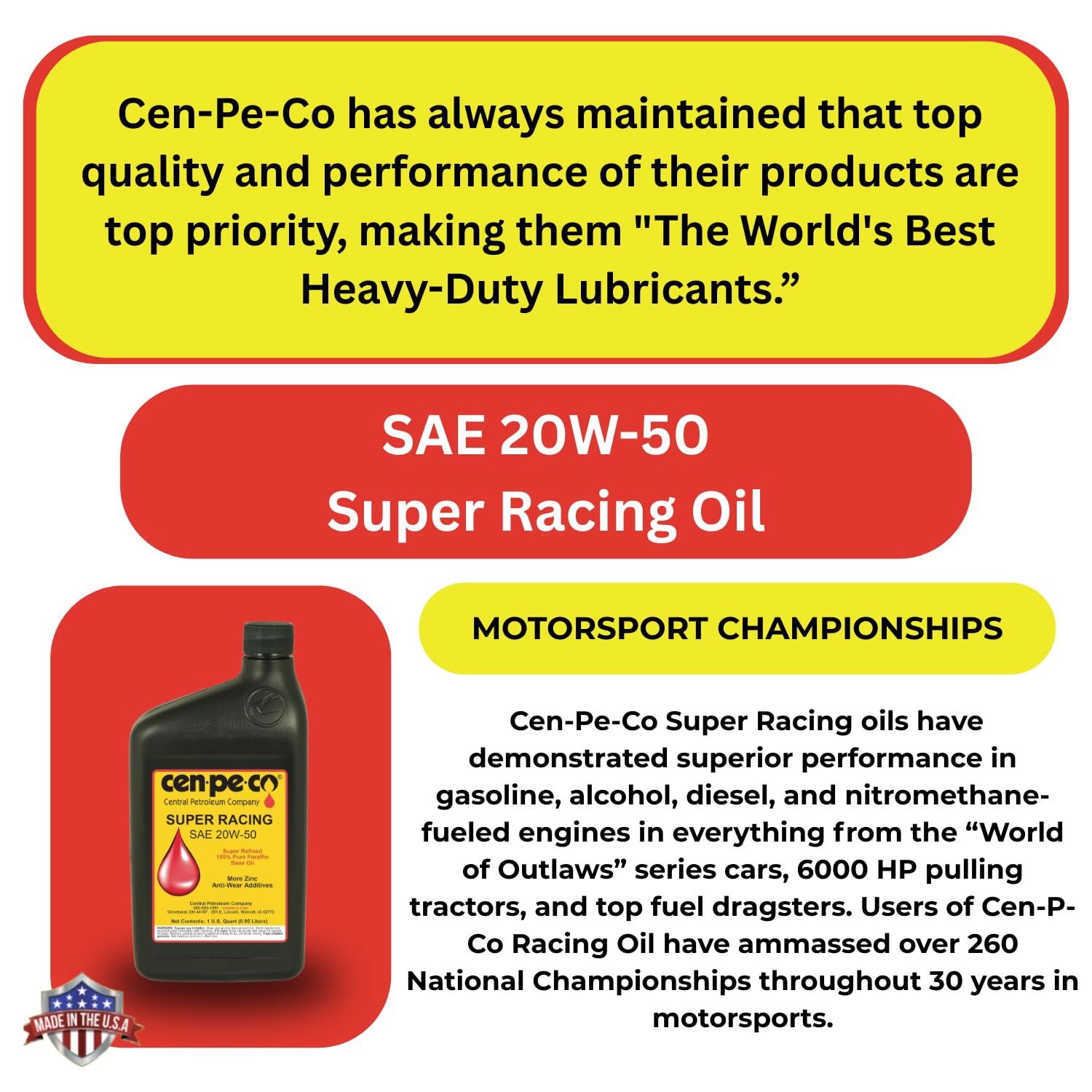 Amazon.com: Cen-Pe-Co SAE 20W-50 Super Racing Oil | 100% Pure Paraffin Based Oil with Extra Zinc Anti-Wear Additives | For Racing and Pulling Competition Engines | (1-Quart) : Automotive Amazon.com: Cen-Pe-Co SAE 20W-50 Super Racing Oil | 100% Pure Paraffin Based Oil with Extra Zinc Anti-Wear Additives | For Racing and Pulling Competition Engines | (1-Quart) : Automotive