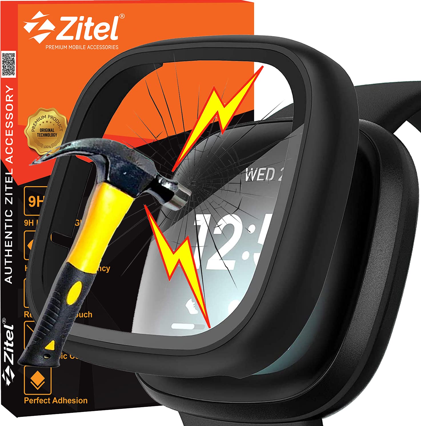 Zitel Hard PC Case Bumper Cover with Built-in 9H Tempered Glass Screen Protector Compatible with Fitbit Versa 3 / Sense (NOT FIT for Versa 2 / Versa/Versa Lite) - Matte Black (B09H681WTQ) Amazon Price History, Amazon Price Tracker