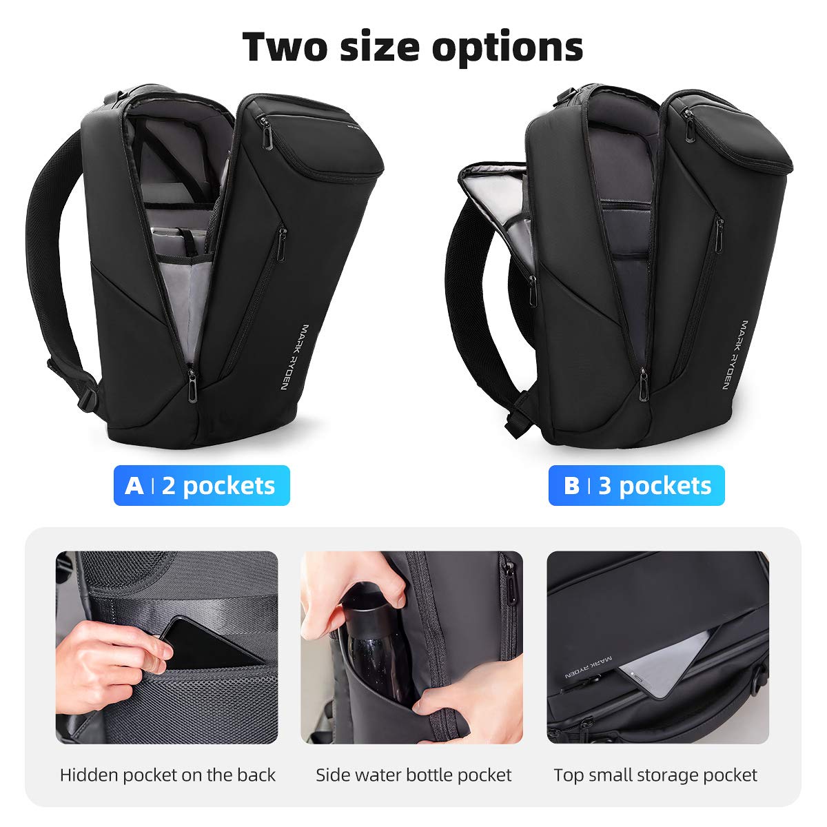 Muzee MARK RYDEN Business Backpack for Men 17.3 Inch with USB Charging Port — Amazon image 8