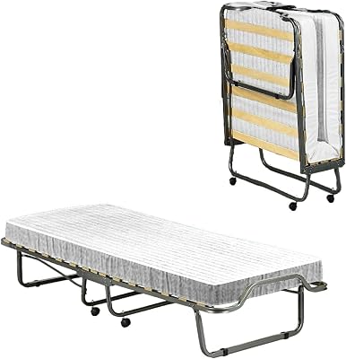 Dmora Talamo Italia Letto Pieghevole Vania, Brandina con Rete, Materasso Incluso, Lettino salvaspazio, 100% Made in Italy, 80x190h39 cm, Custodia Protettiva su Richiesta, Bianco, 190 cm (15 doghe)