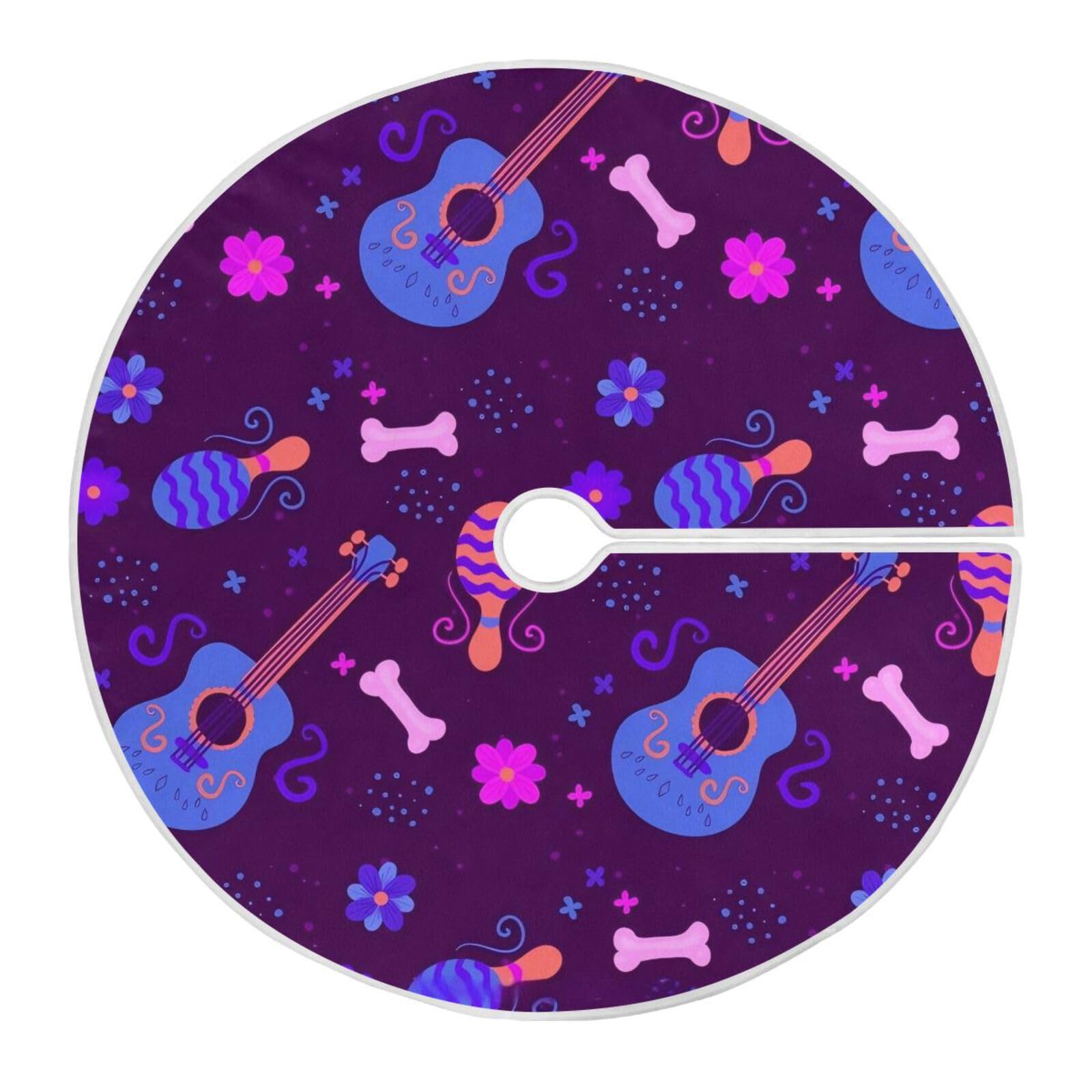 Jupe de sapin guitare violette cache le pied de votre sapin de Noel de 122cm