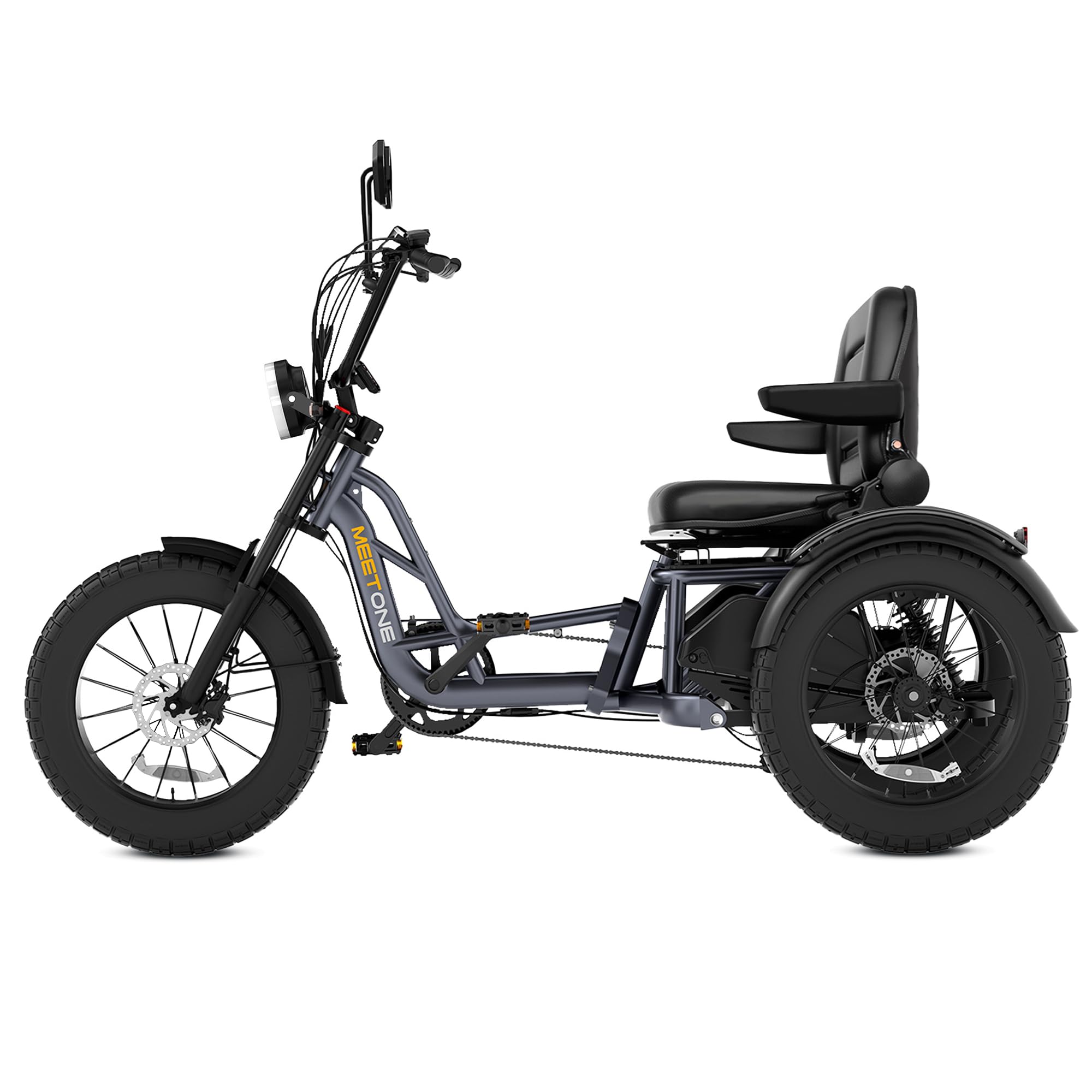 Tour Lite 1200W Rear Drive Electric Tricycle for Adults, 48V 20AH Fat Tire Electric Trike, 25MPH 110Miles, Full Suspension Etrike, Torque Sensor, Reverse & Parking, 550lbs Load (with Upgraded Parts)