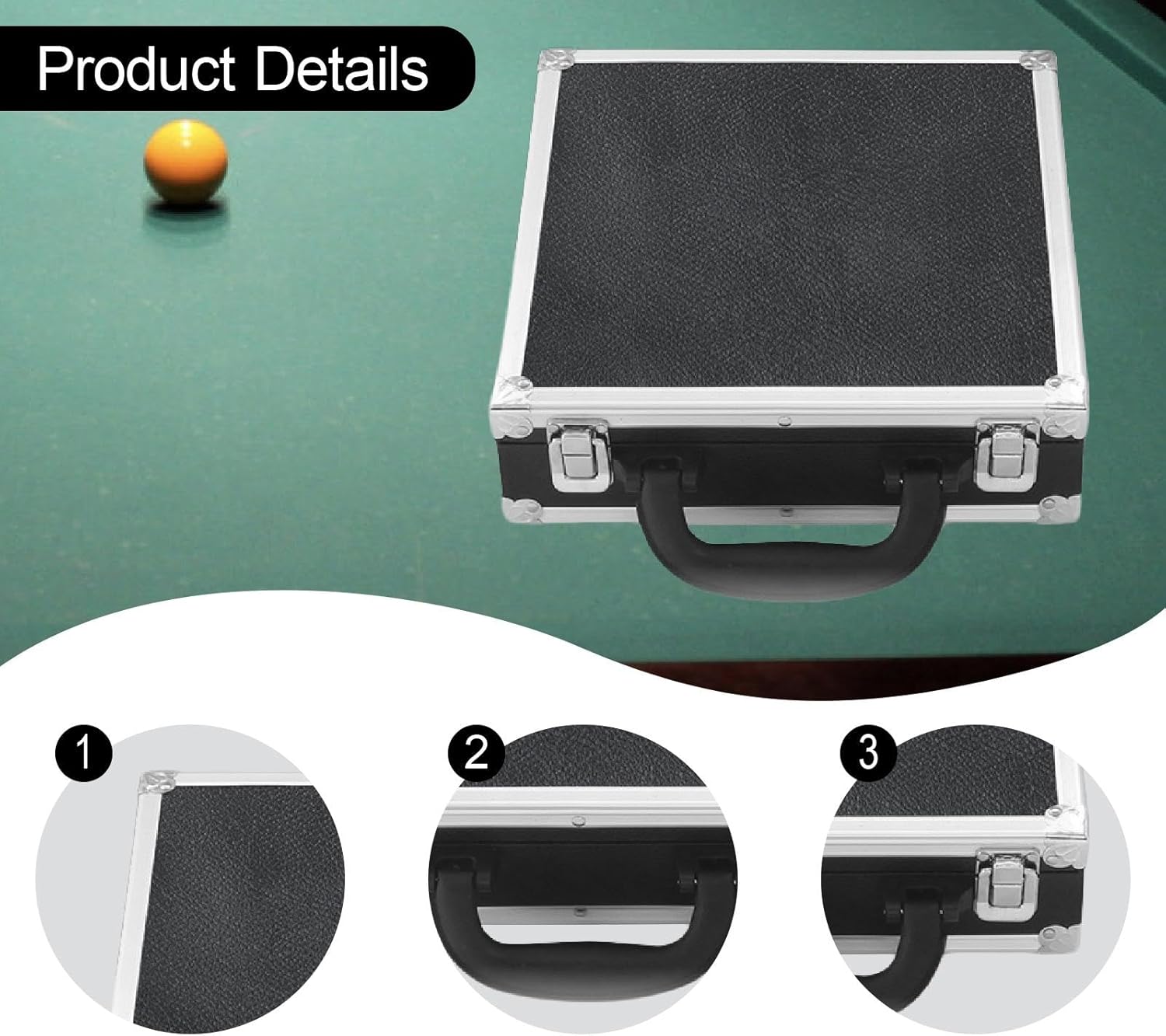 pistro Billiard Ball Storage Box Travel Hard Case Suitcase with Handle Cue Balls Holder for Indoor Outdoor Casual Amateur Player