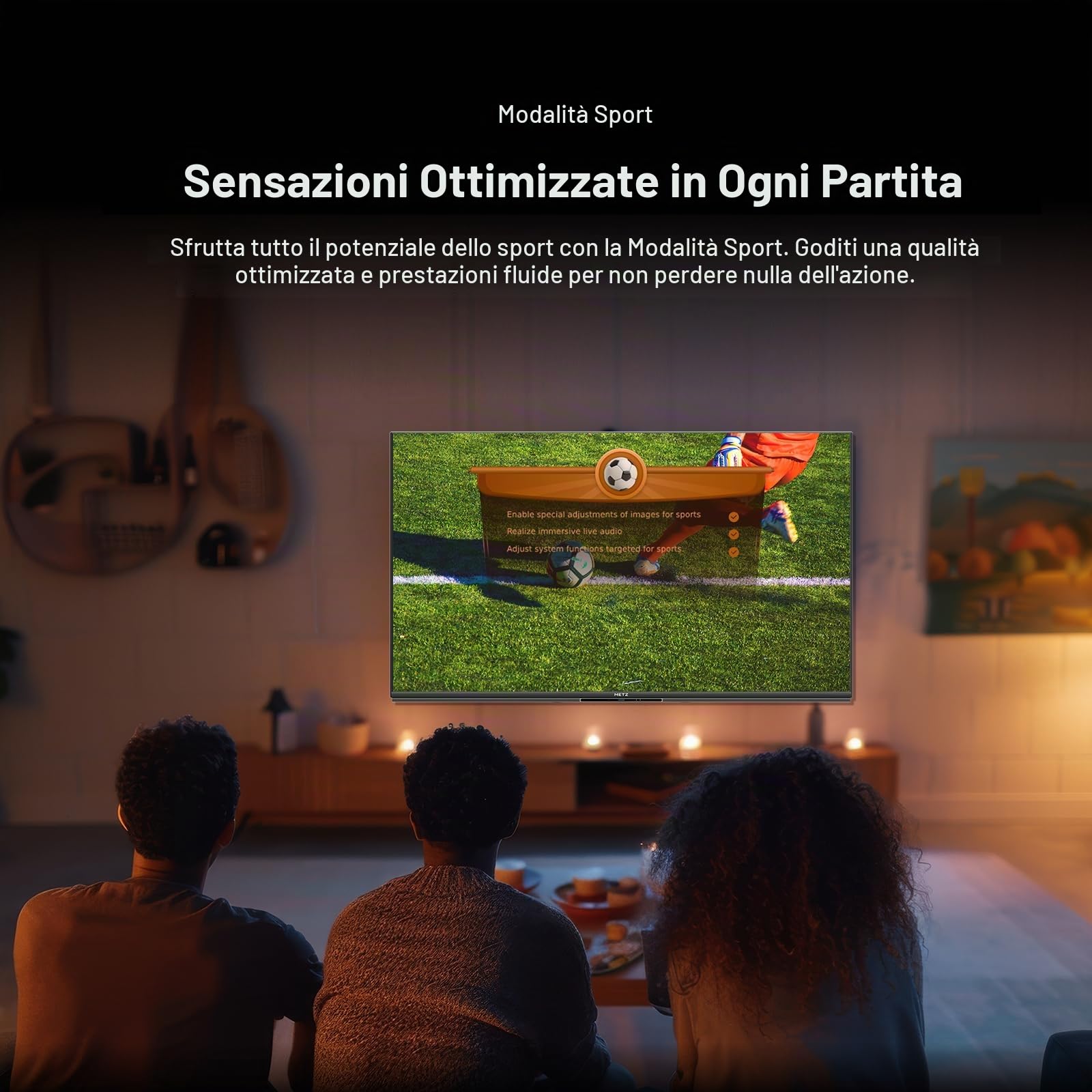 Metz TV QD-MiniLED 55 Pollici Smart TV MNE8000Z, 144hz, MEMC, Dolby Vision Atmos, HDR10, Freesync, VRR, ALLM, Googlecast,Tuner DVB-T/T2/C/S/S2/Analogico