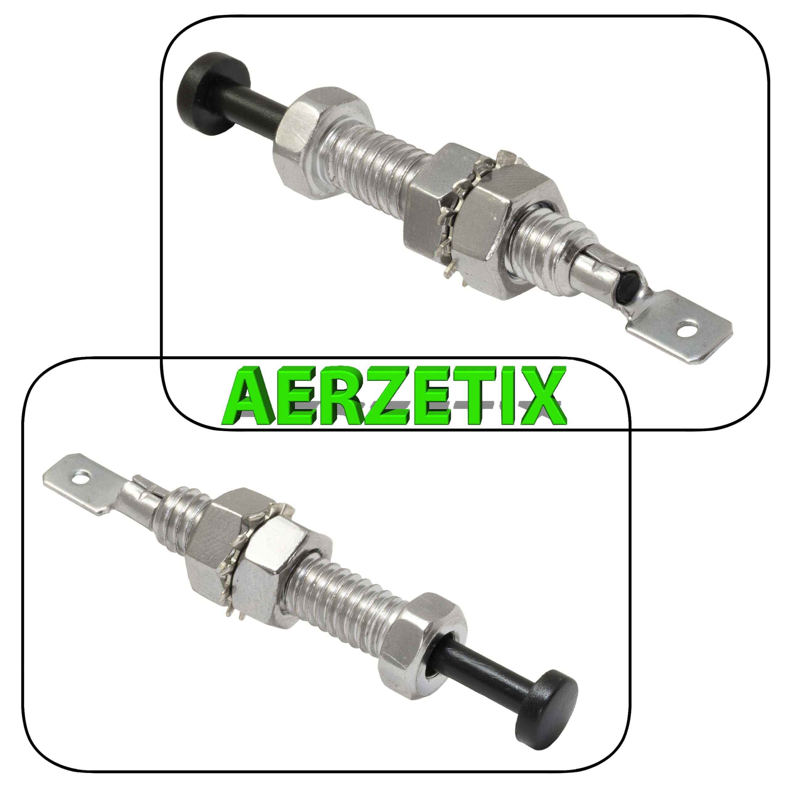 AERZETIX - C69368 - Set di 2 contattori interruttori sensori cofano porta per sistema di allarme auto - filettatura M8 - in metallo e plastica - sicurezza pulsante