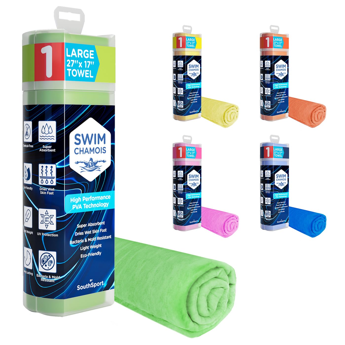 South Sport Quick Dry Beach Towel Super Absorbent Shammy Towel - Scratch-Free Shammy Cloth for Swimmers