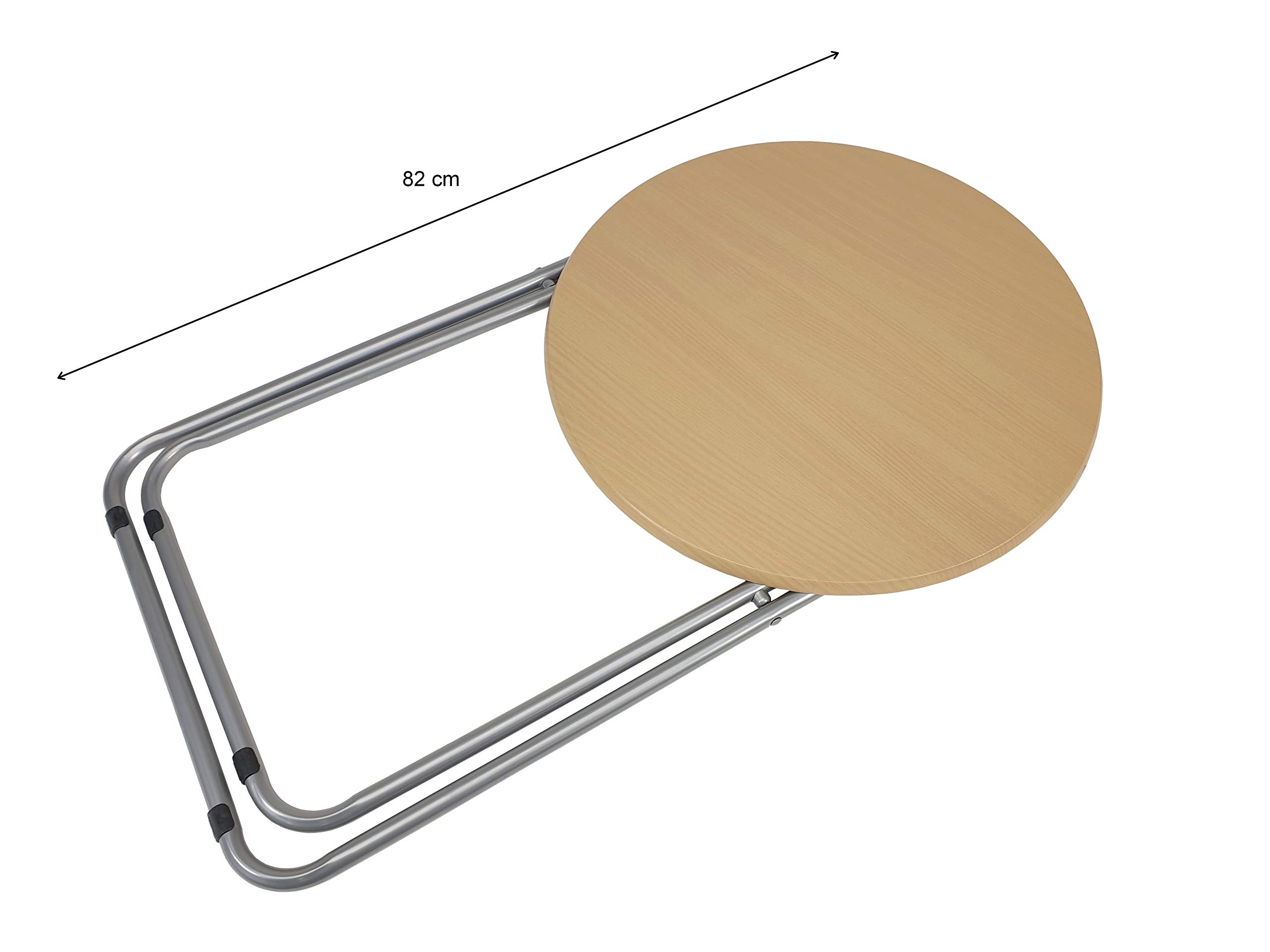 The Secret Home - Mesa Redonda Plegable de Madera - Color Madera Natural - Alto: 66 cm x Diámetro: Ø48 cm - Ideal para Cocina, Terraza o Jardín