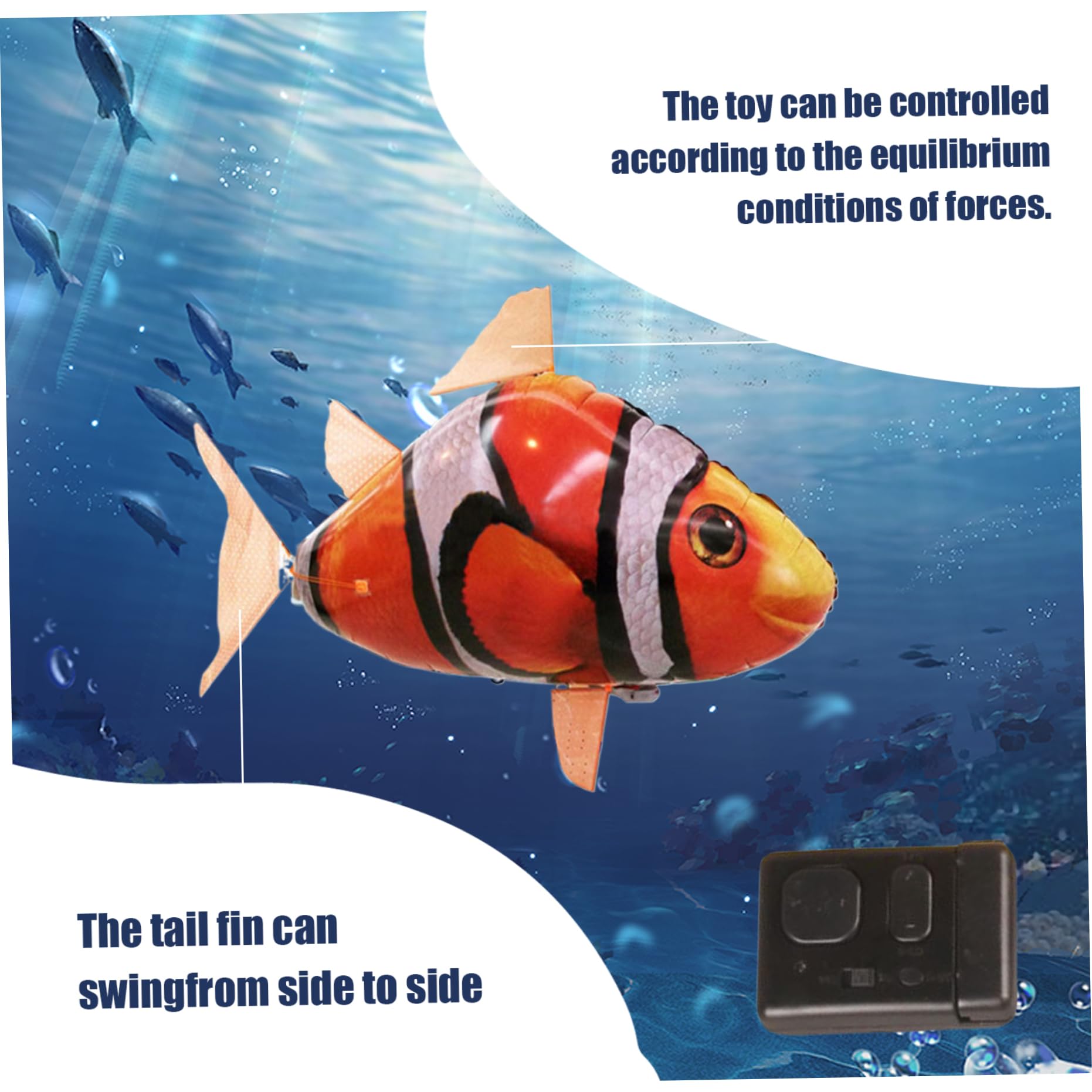 Télécommande Fish Fish Clown RC RC Anti-Break Battery Powered Fish Balloons Life Live Live Wiggable Clownfish Decoration Sous les décorations de fête pour la fête pour la fête, la maison (non incluse