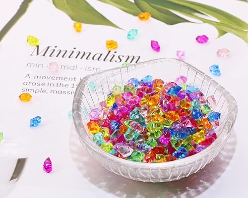 Miniatura 5 de PENTA ANGEL Rocas de hielo trituradas falsas, 500 piezas con forma de diamantes, cubos de hielo de resina plástica para relleno de jarrón, tanque de