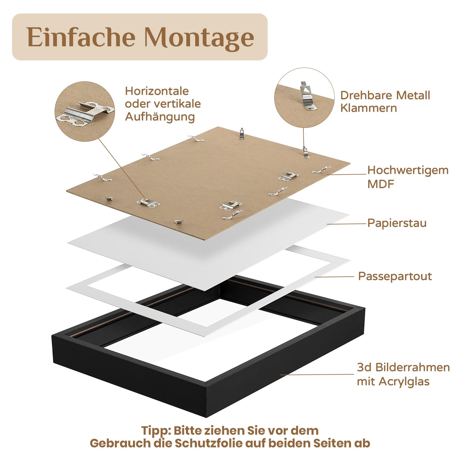 3d Bilderrahmen zum Befüllen Groß: 3 cm Tiefer Rahmen 40x50 Schwarz für Gegenstände Geschenk - Dicker Objektrahmen Schaukasten für Trikot T-shirt Foto Collage