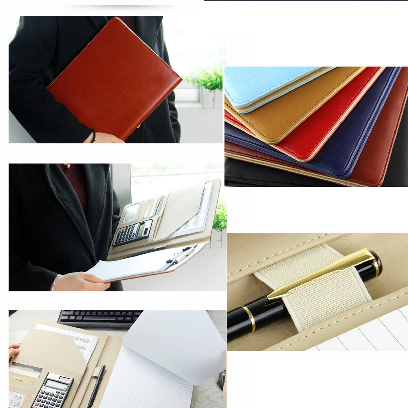 Biznesowy skórzany folder z schowkiem, organizer na CV, folder z schowkiem w formacie A4(Browna)
