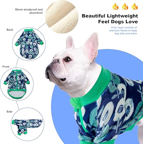 Miniatura 2 de LovinPet Pijama Chihuahua Terrier ropa de tela de franela agradable a la piel para perro, estampado de flores de acuarela de ensueño, ropa de perro