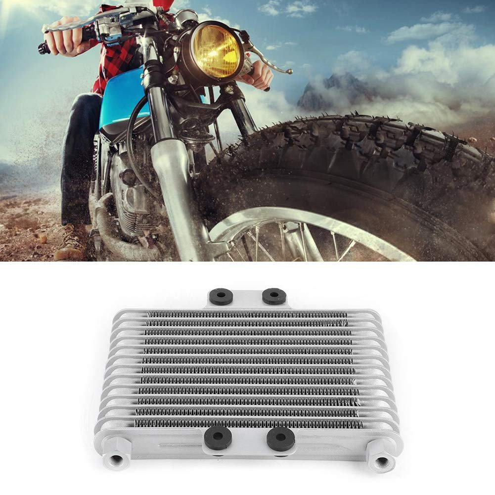 Radiatore universale per olio del motore di moto a 13 file, radiatore in lega di alluminio con kit di installazione per moto da cross e pit bike da 125–250, accessorio per