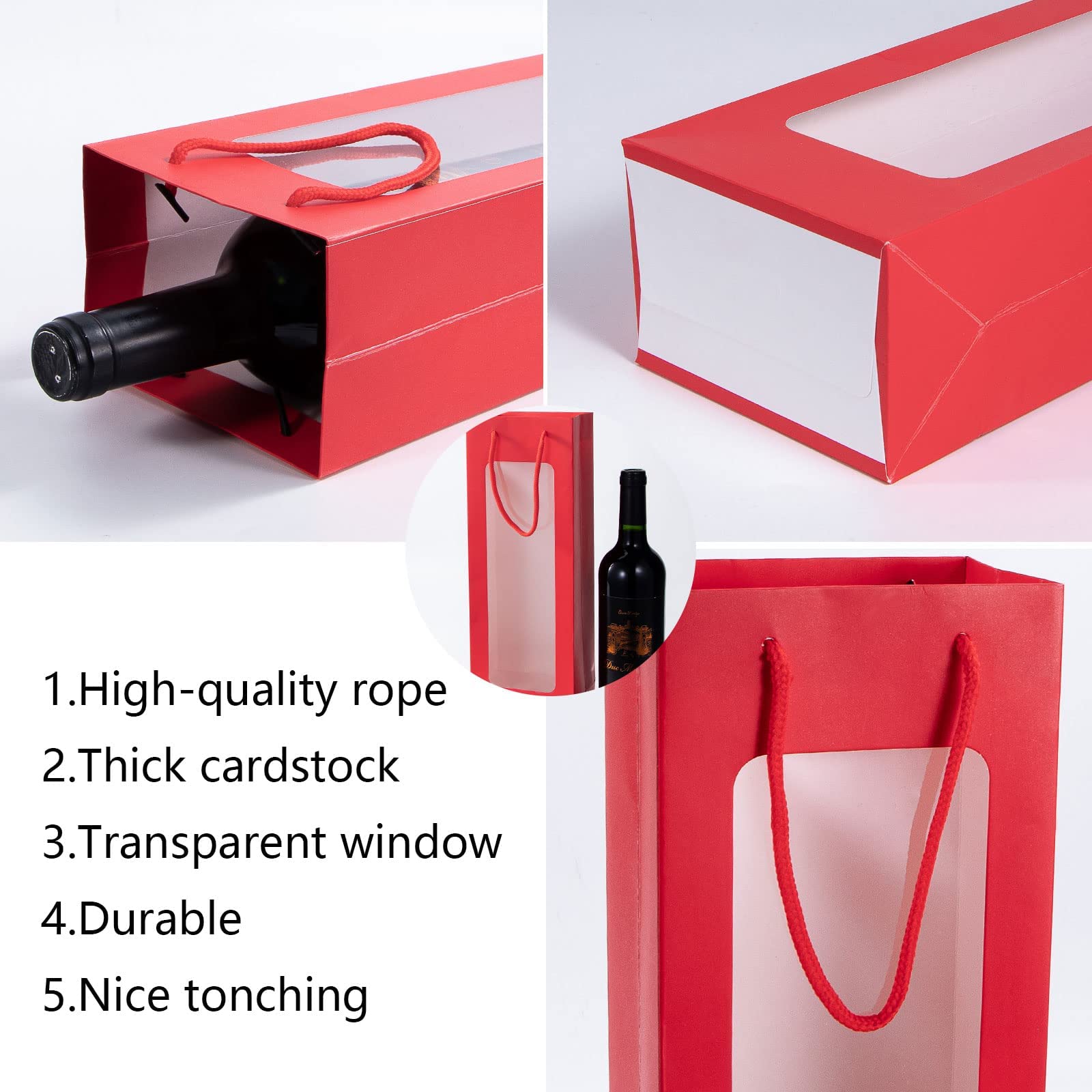 YUBONCE Lot De 60 Sacs Cadeaux Pour Bouteilles De Vin Noir Avec Sacs En Organza, Sacs Fourre-tout En Papier Kraft Pour Whisky/spiritueux, Réutilisables