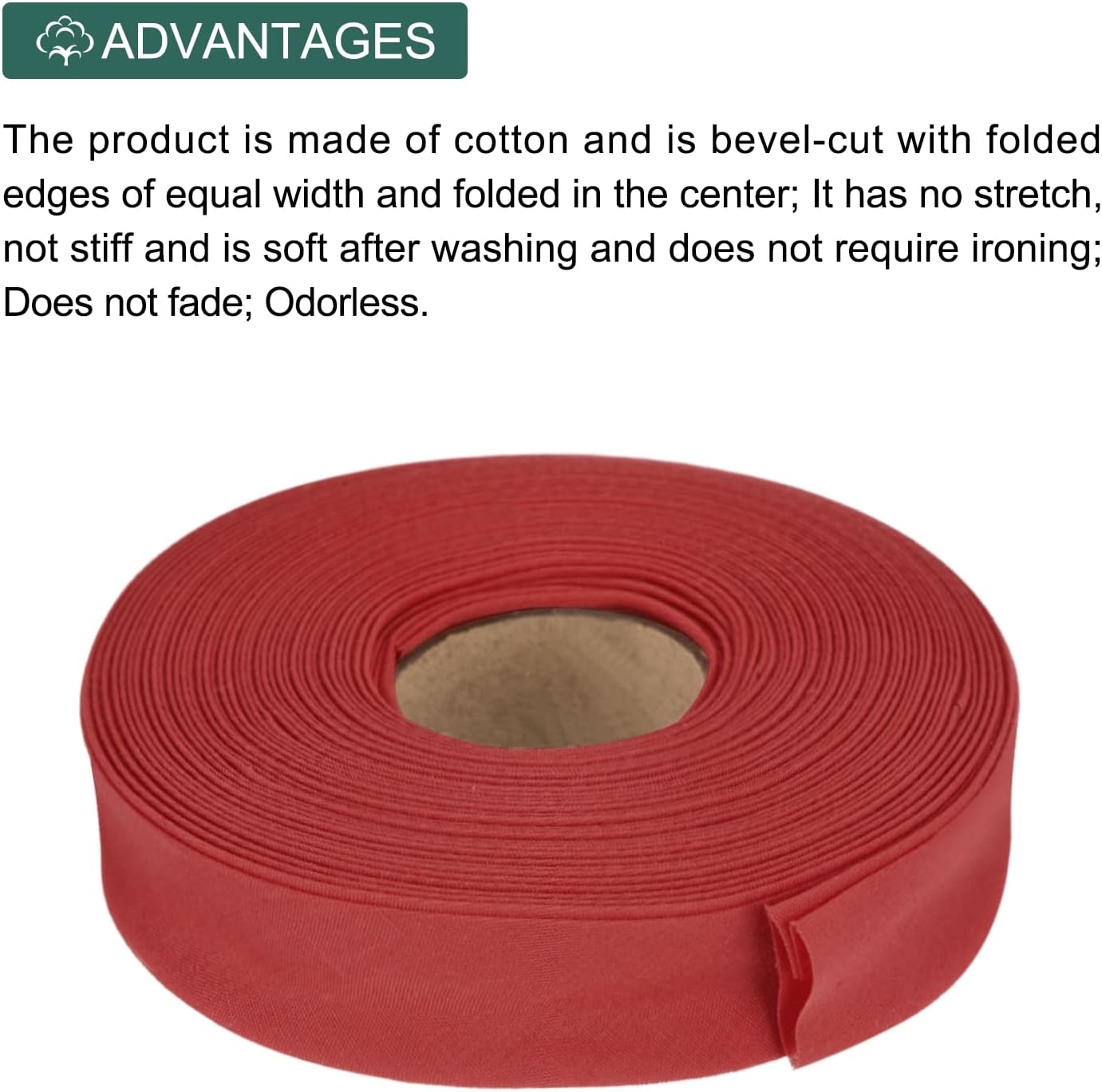 MECCANIXITY 1 Inch Double Fold Bias Tape Polyester Continuous Bulk Bias Tape for Sewing,Seaming Quilting Hemming Binding Crafts (Wine Red 10 Yards)