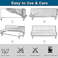 Vista 6 de WOMACO Funda estampada para futón, fundas elásticas para sofá cama, tamaño Full Twin Queen, sin brazos, fundas protectoras con parte inferior
