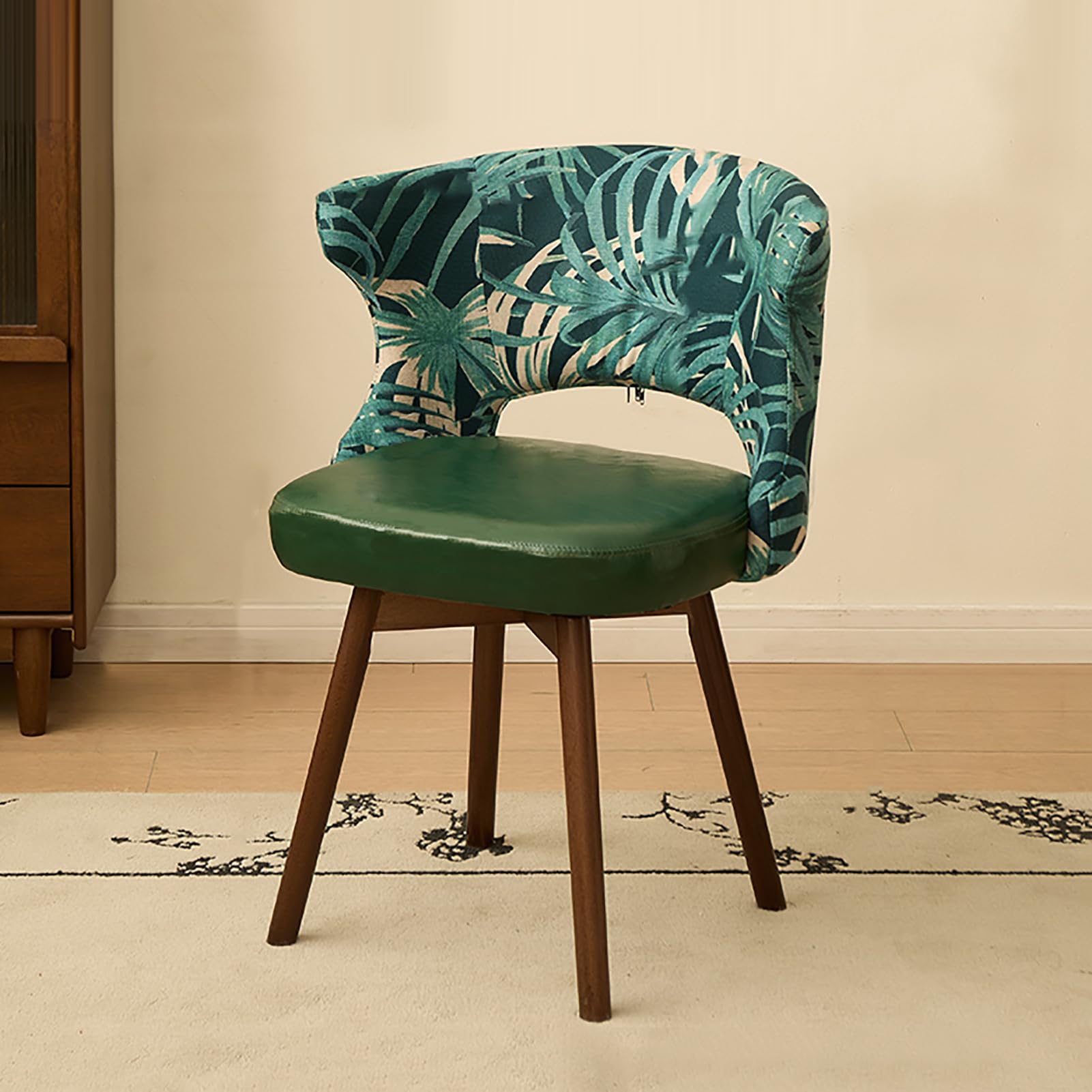 Chaise de bureau pivotante haut de gamme en simili cuir et lignes milieu du siècle