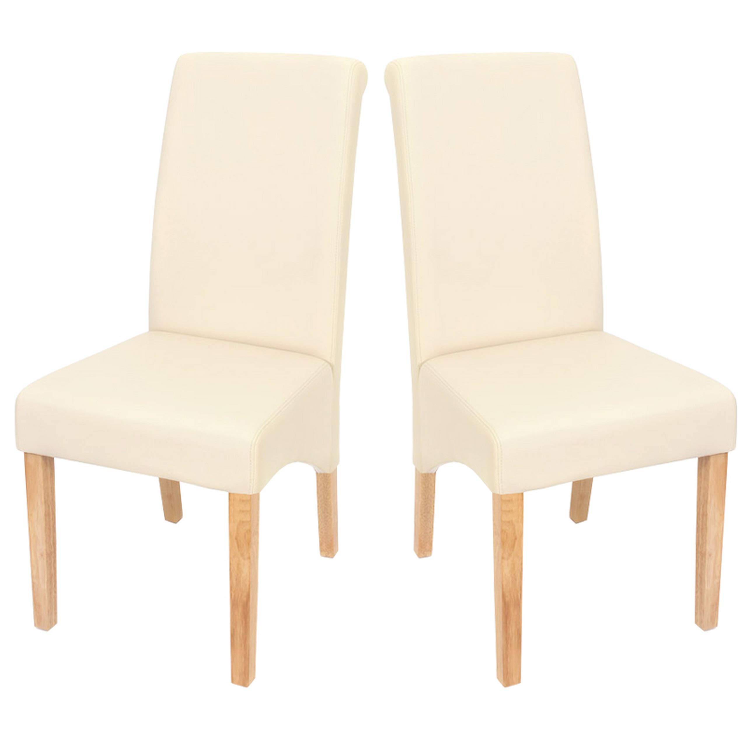 Mendler 2er-Set Esszimmerstuhl Küchenstuhl Stuhl M37 - Kunstleder matt, Creme, helle Füße