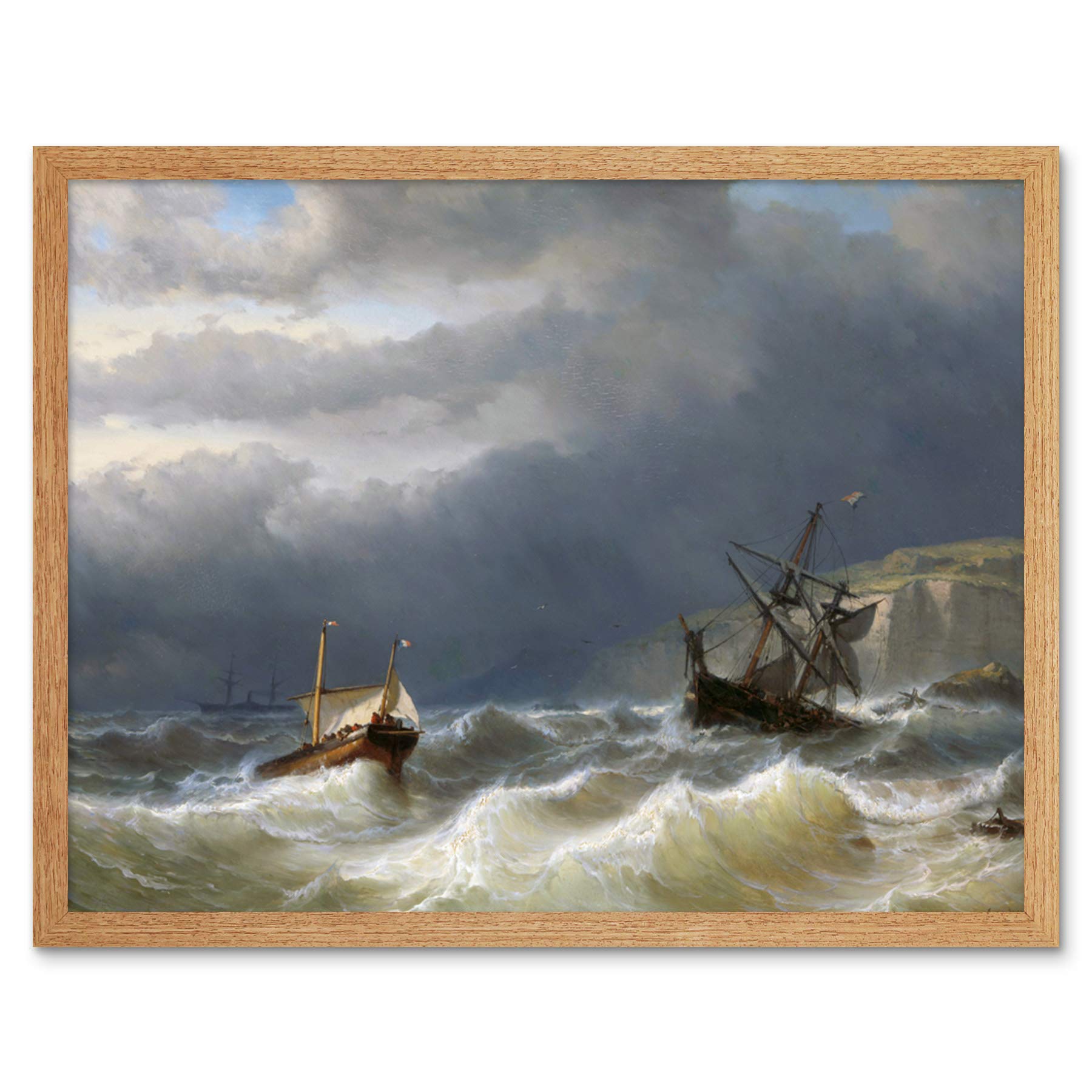 Artery8 Meijer Storm Strait Dover Ships Seascape Painting Art Print Framed Poster Wall Decor 12x16 inch