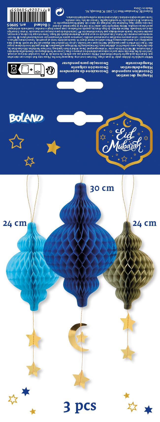 Decorazione Nido D'ape Eid Mubarak - Set 3 Pezzi Per Feste Ramadan - Foto 8