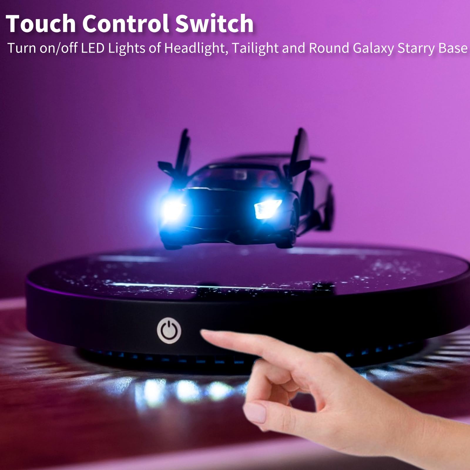 Lampada levitante per auto, luce notturna a sospensione rotante a 360°, lampada da tavolo galleggiante 1:36, display galleggiante magnetico, controllo touch, decorazione da scrivania per camera dei