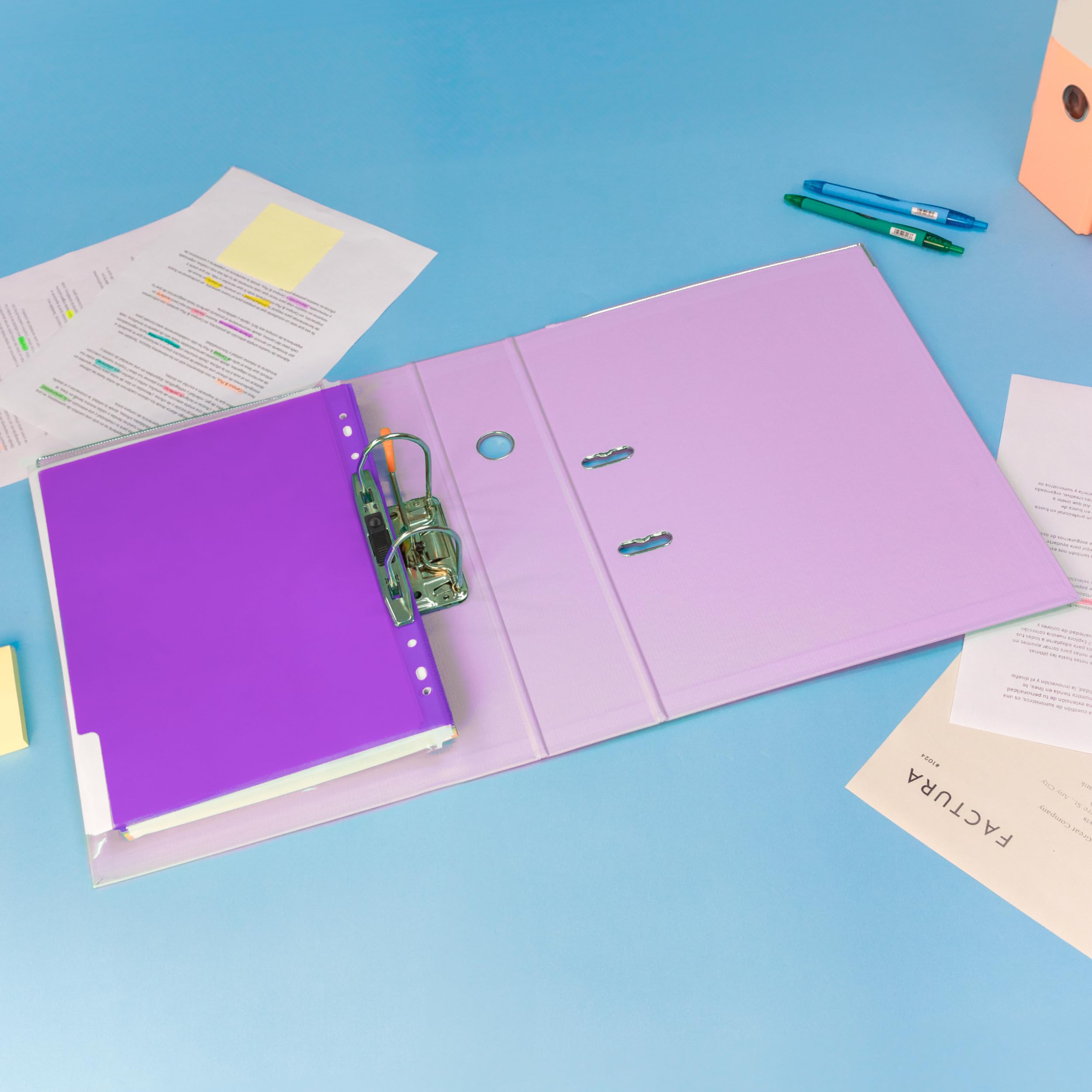 Plus Office Lever Rado Super Strong Large Capacity File - 80 mm Spine - Pastel Violet, violett - Image 2