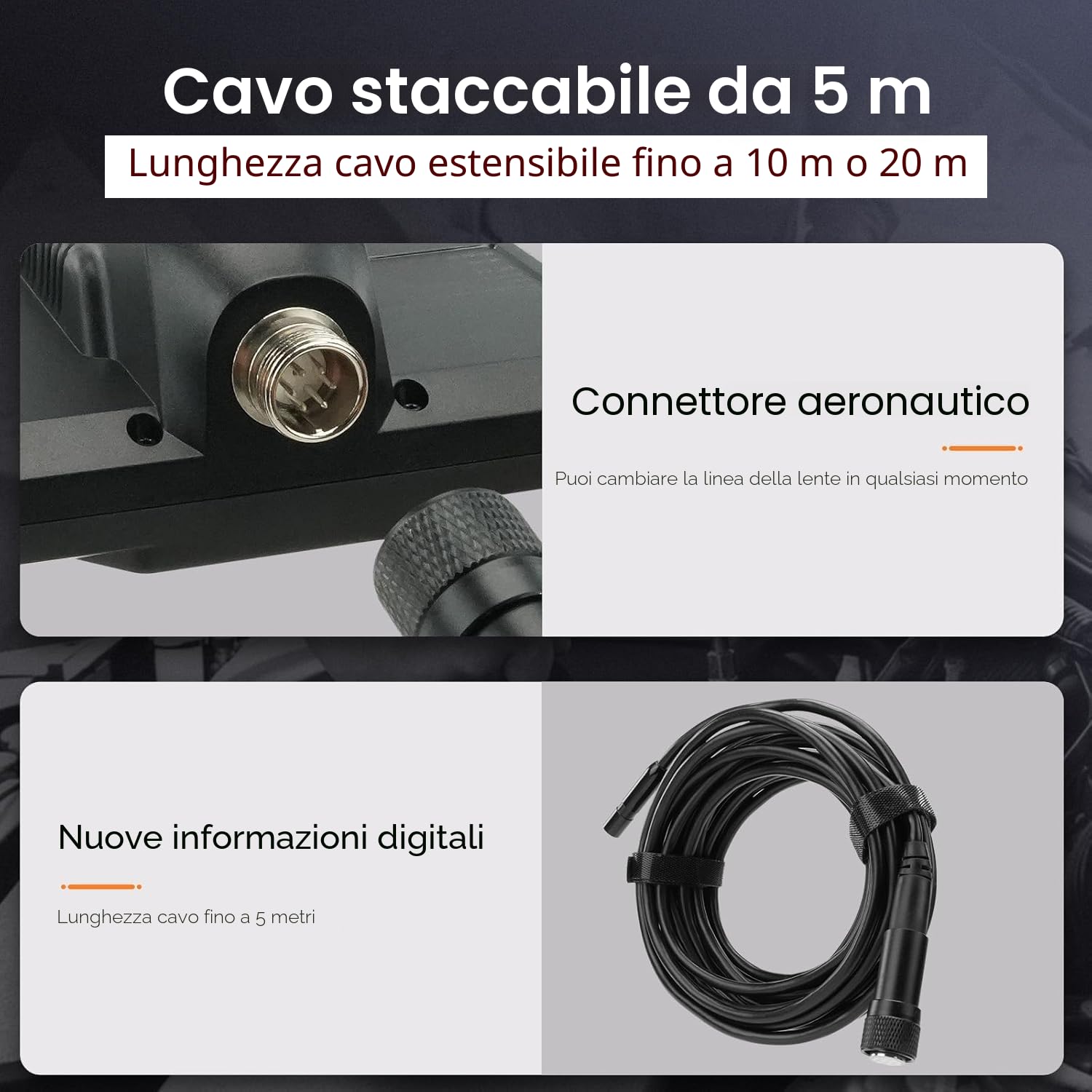 Svbony SM501 Telecamera Endoscopica, Schermo IPS 4,3'', Scheda 32GB, Registrazione Video HD e Foto Nitide, IP67 Impermeabile, 8 LED, per Tubi, Motore Auto, Scarichi e Casa