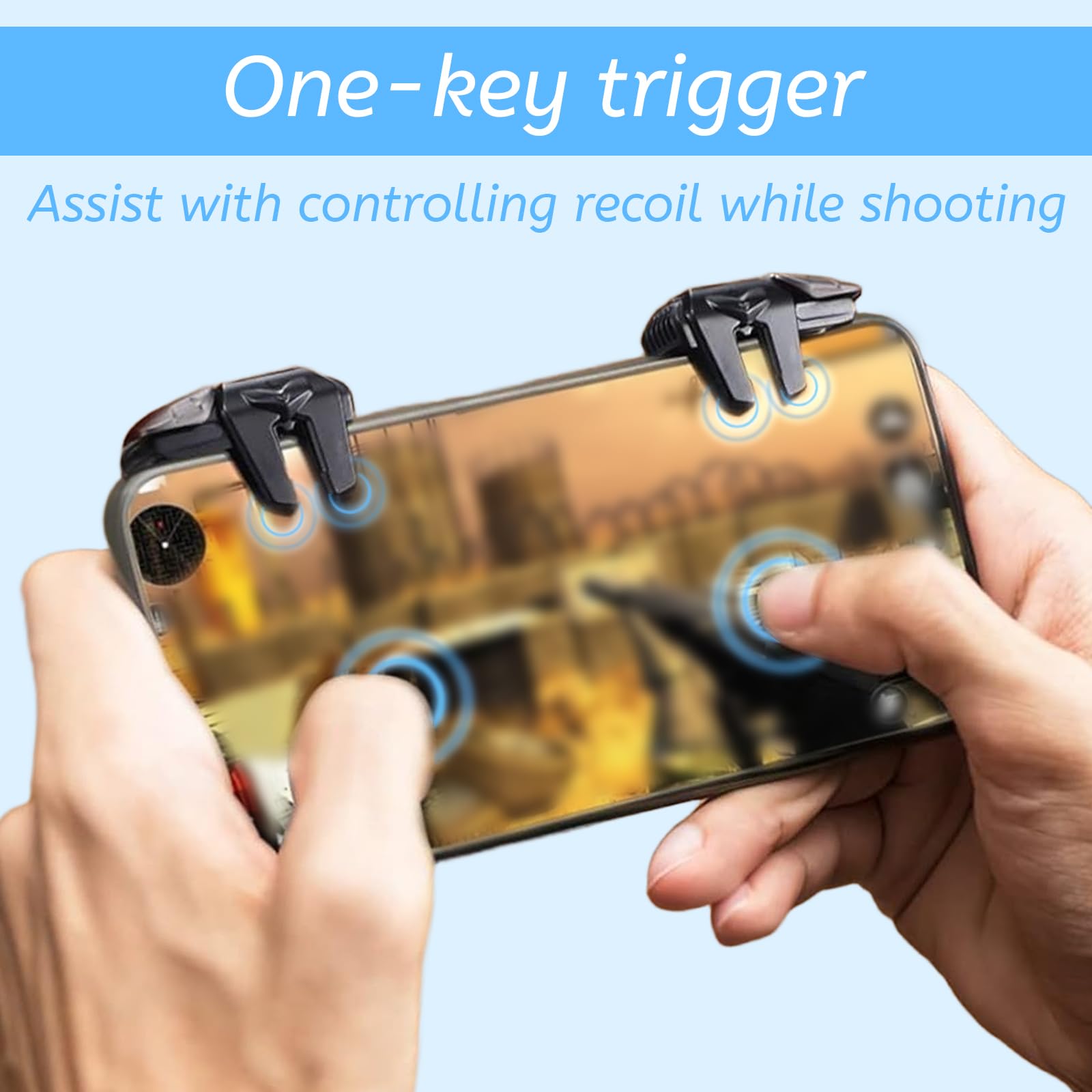 Manette Jeu Mobile Trigger Controller L1R1 L2R2, Manette Smartphone pour PUBG Mobile & Call of Duty Android iPhone iOS, Joystick Téléphone Portable & Accessoires Gaming avec Doigts Antidérapants