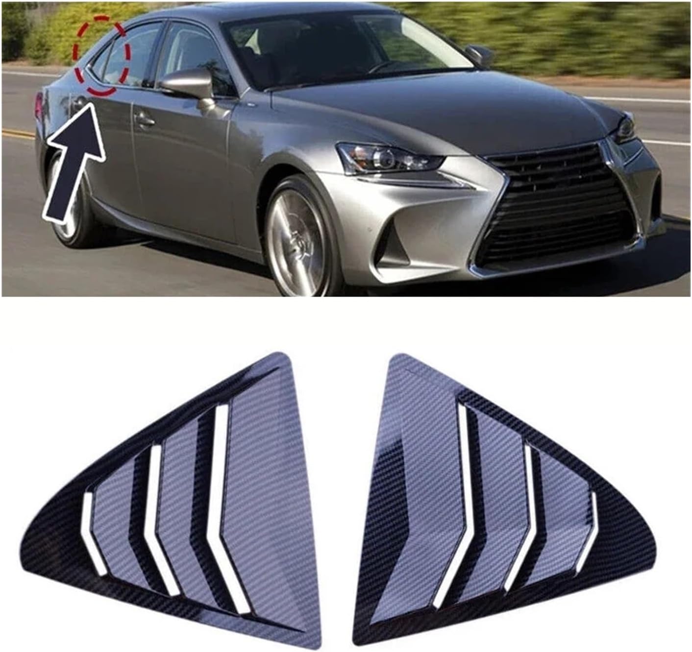 Car Rear Louver Window Side Shutter Cover Trim Compatible for Lexus IS300 IS250 200t 2013-2019 Sticker Vent Scoop ABS Auto(Gloss Black)