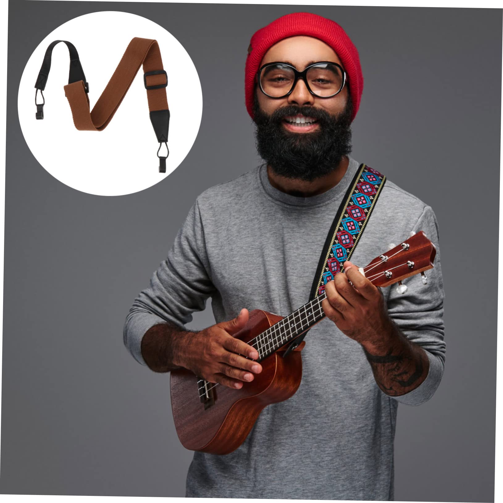 3stücke Non-punch Ukulele Strap Verstellbarer Langlebiger Gurt Aus Atmungsaktivem Stoff Für Ukulele Soprano Tenor Und Bariton Kaffee- Sicher Und Praktisch