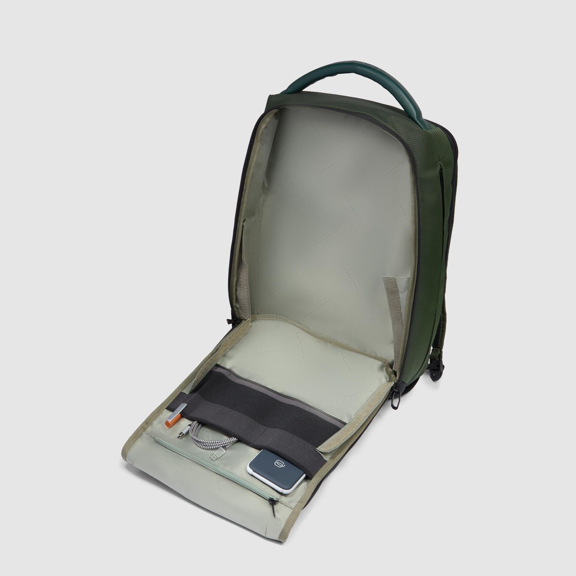 Piquadro Mochila de viaje para portátil 15,6" Unisex tela/material bio-based verde