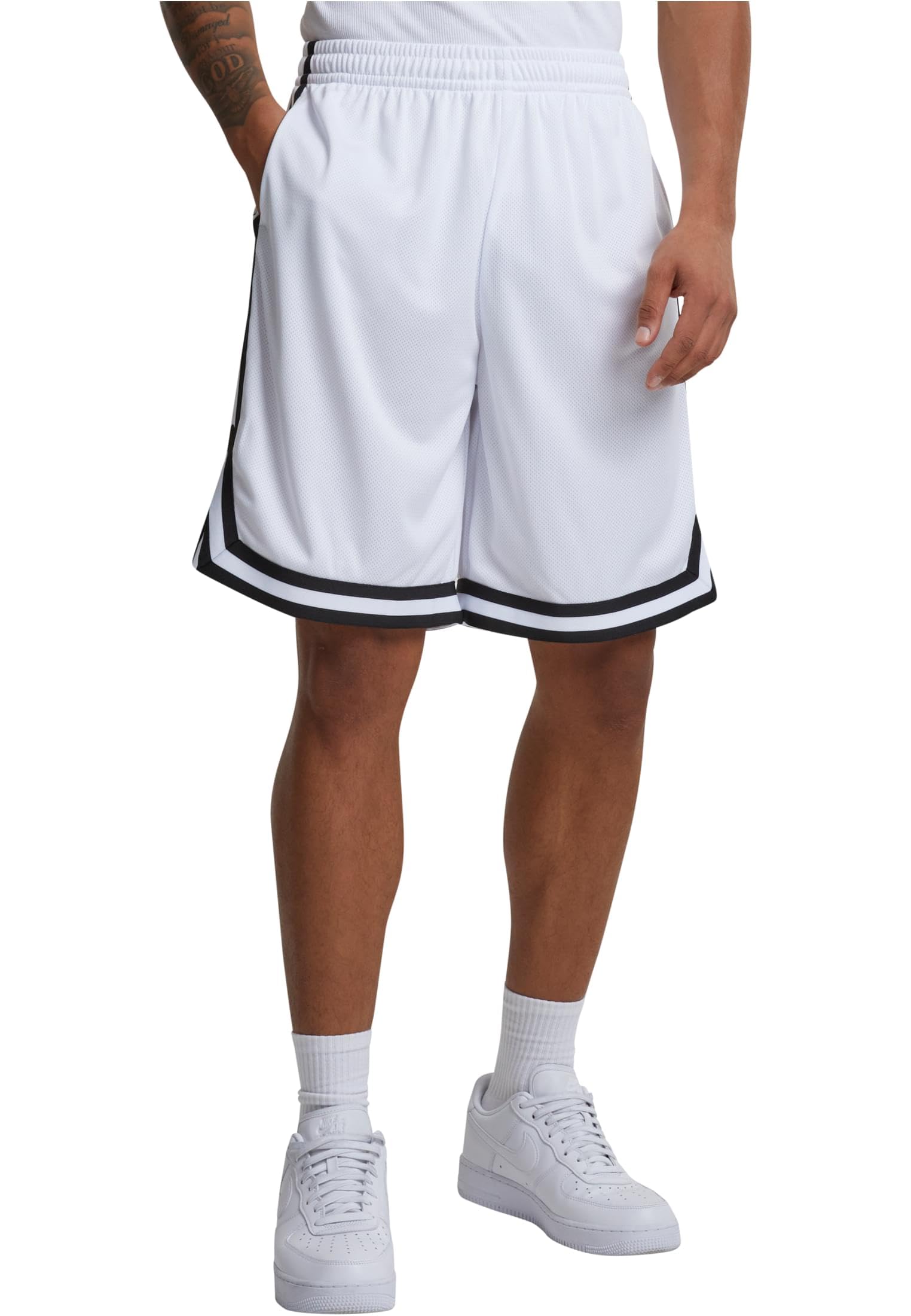 Urban Classics Men's Stripes Mesh Shorts , Multicoloured - Mehrfarbig (Whtblkwht 244), XXL