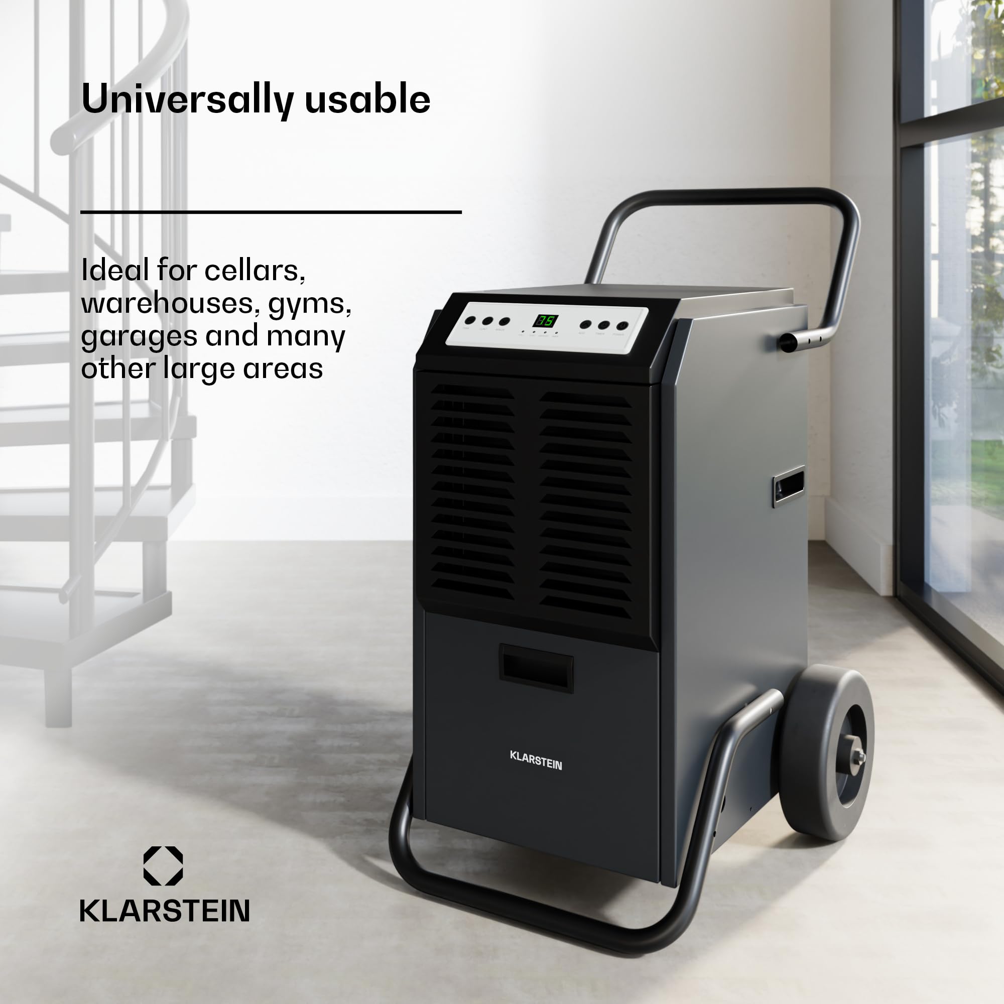 Klarstein DuraDry 50L Osuszacz powietrza - Elektryczny, 52 dB, Zbiornik 5,5 L, Automatyczne odszranianie, Filtr do mycia, Timer 24h, Do piwnicy i dużych pomieszczeń do 80 m², Antracytowy