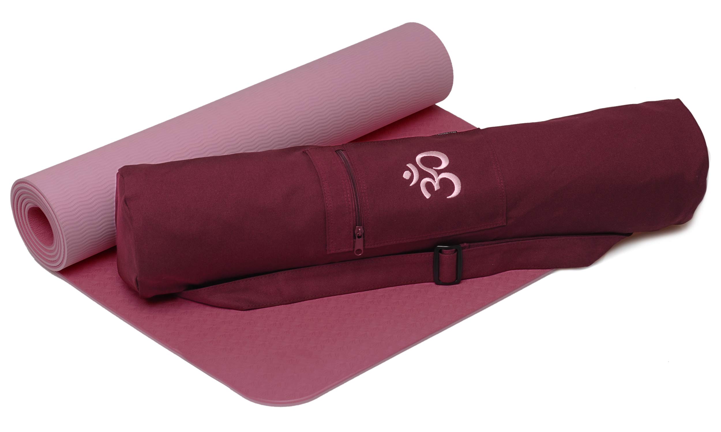 Yoga-Set Starter Edition - Comfort (yogamatte Pro + Yogatasche Om) Bordeaux, Anthrazit
