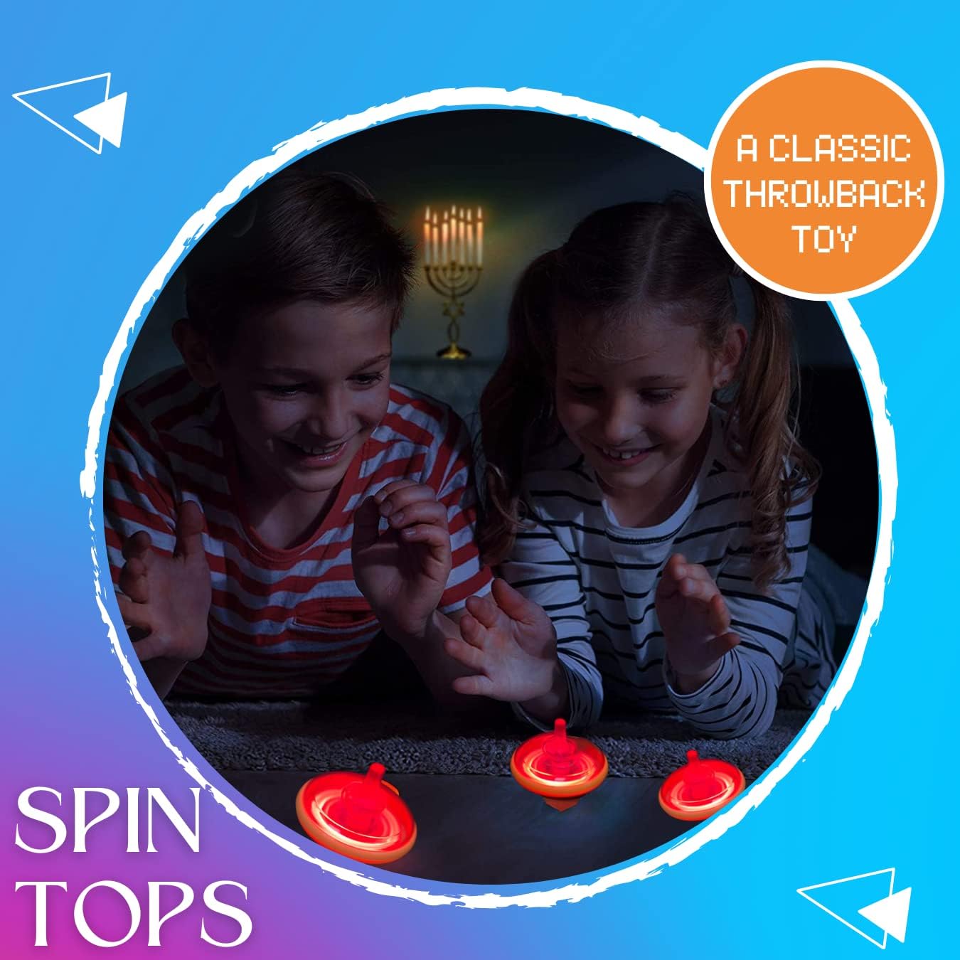 100 Pieces LED Light Up Flashing Mini Spinning Tops with Gyroscope - Kids Novelty Bulk Spin Toys Party Favors Bundle Pack